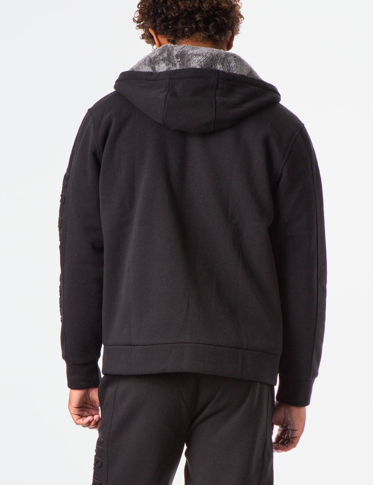 Sherpa Hoodie with Embossed Logo - Cozy Fleece Pullover