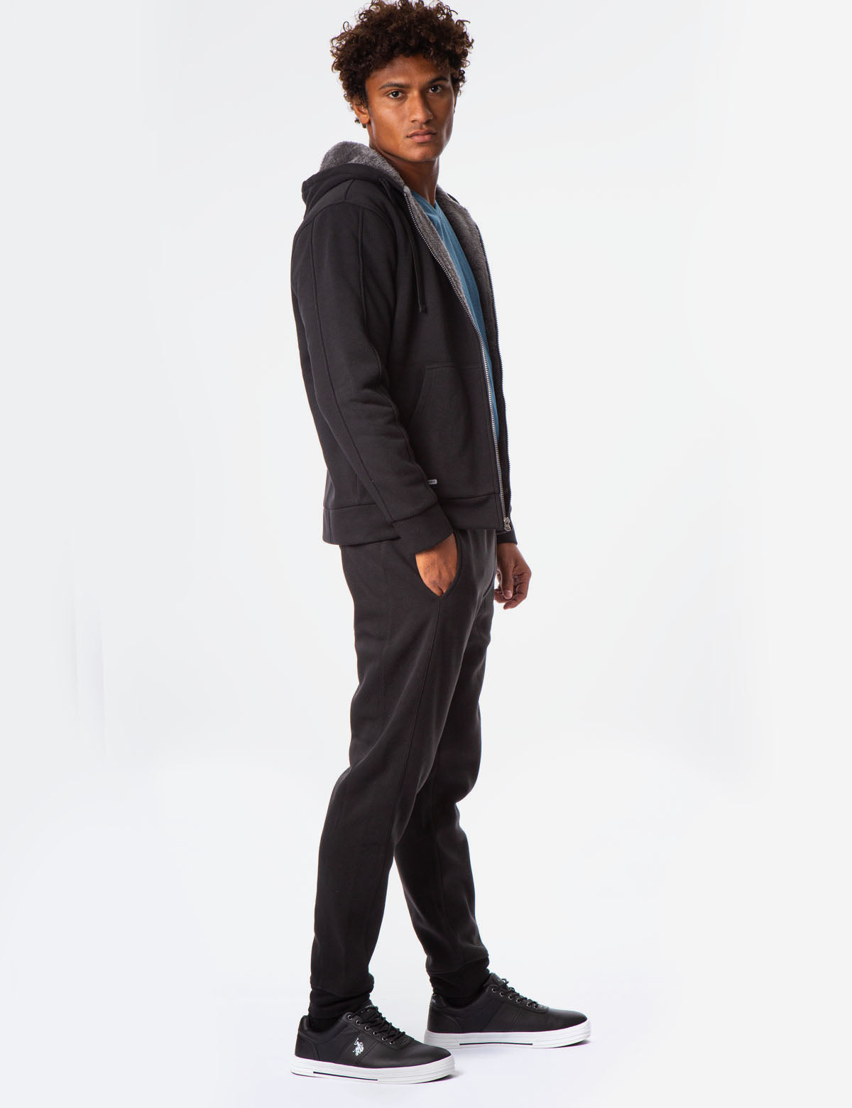 Sherpa Hoodie with Embossed Logo - Cozy Fleece Pullover
