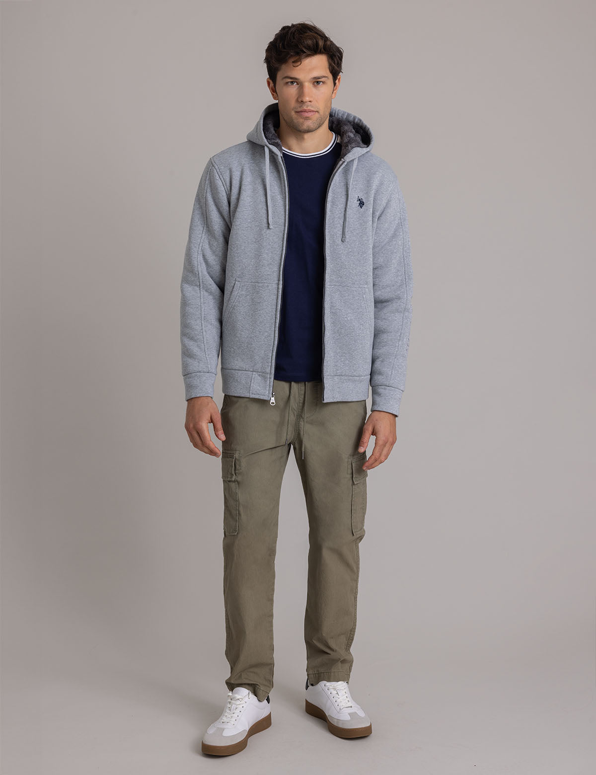 Sherpa Hoodie with Embossed Logo - Cozy Fleece Pullover