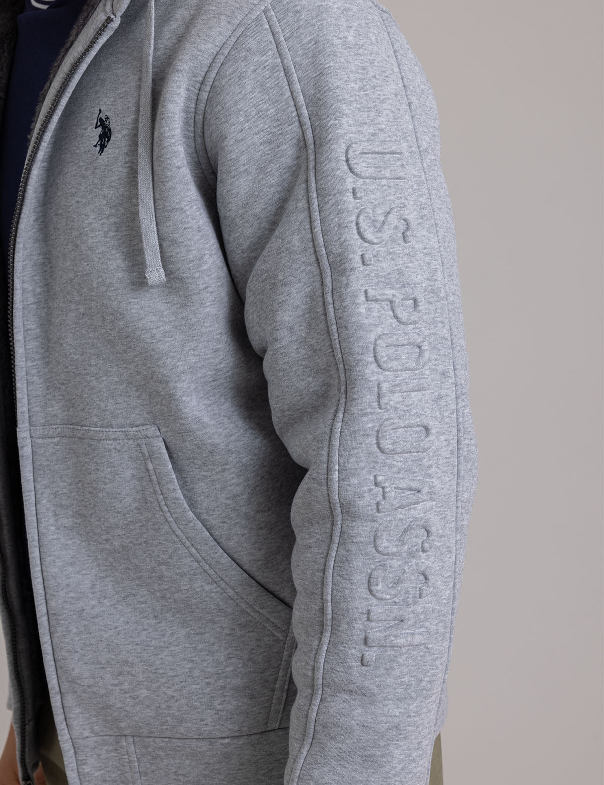 Sherpa Hoodie with Embossed Logo - Cozy Fleece Pullover