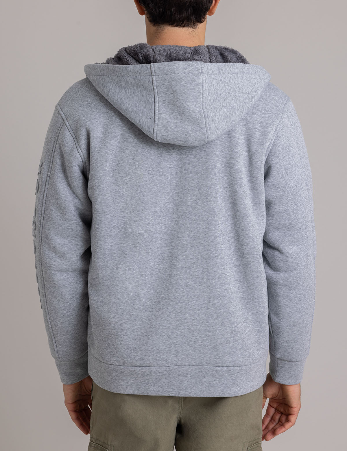 Sherpa Hoodie with Embossed Logo - Cozy Fleece Pullover