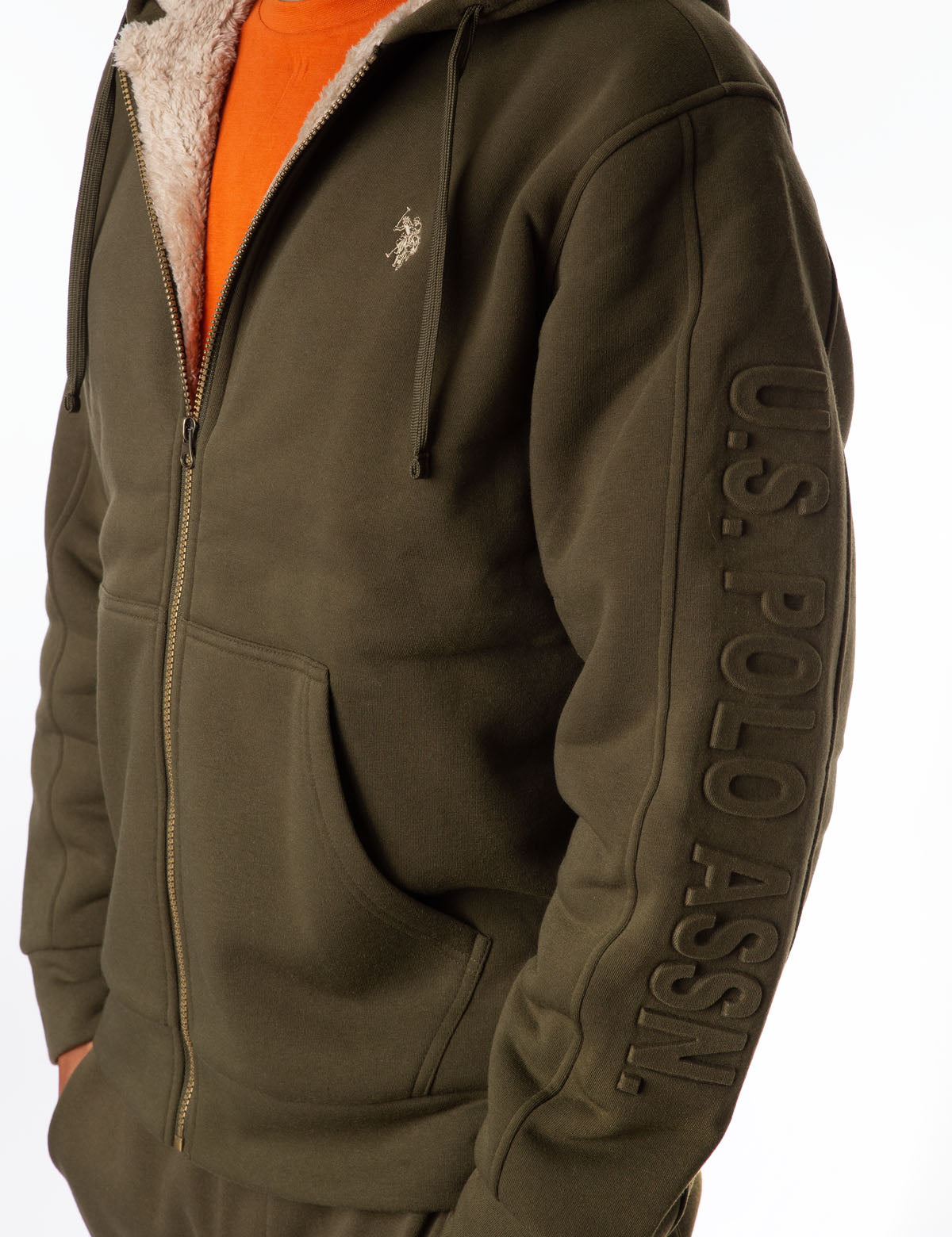 Sherpa Hoodie with Embossed Logo - Cozy Fleece Pullover