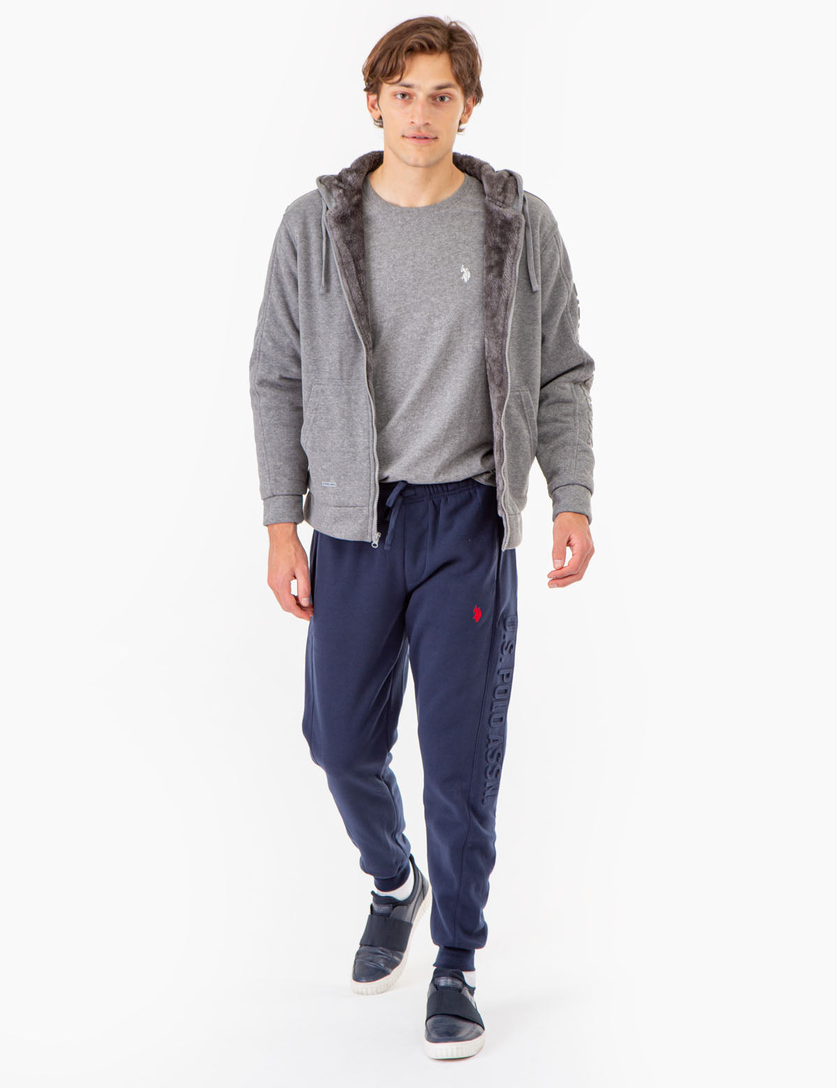 Sherpa Hoodie with Embossed Logo - Cozy Fleece Pullover