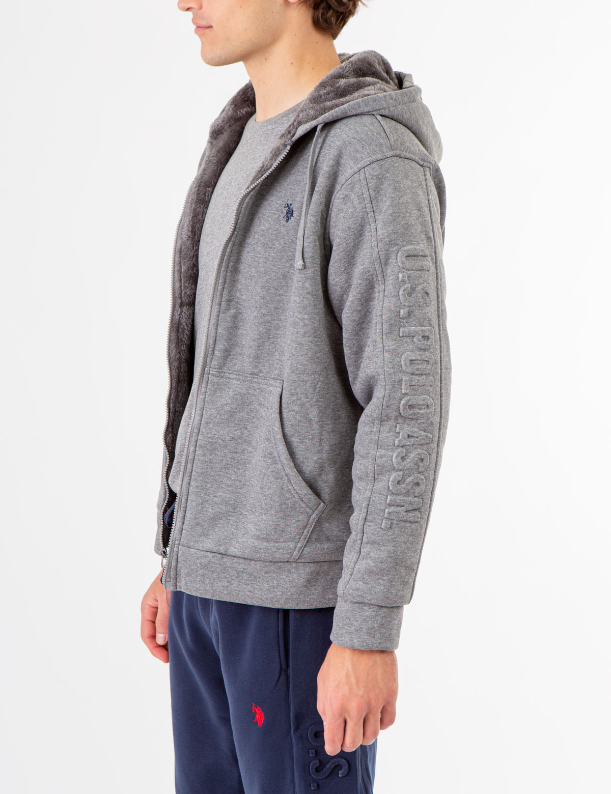 Sherpa Hoodie with Embossed Logo - Cozy Fleece Pullover