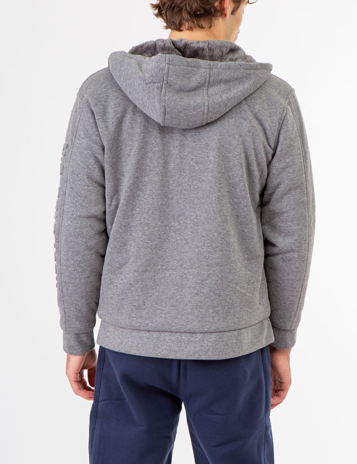 Sherpa Hoodie with Embossed Logo - Cozy Fleece Pullover