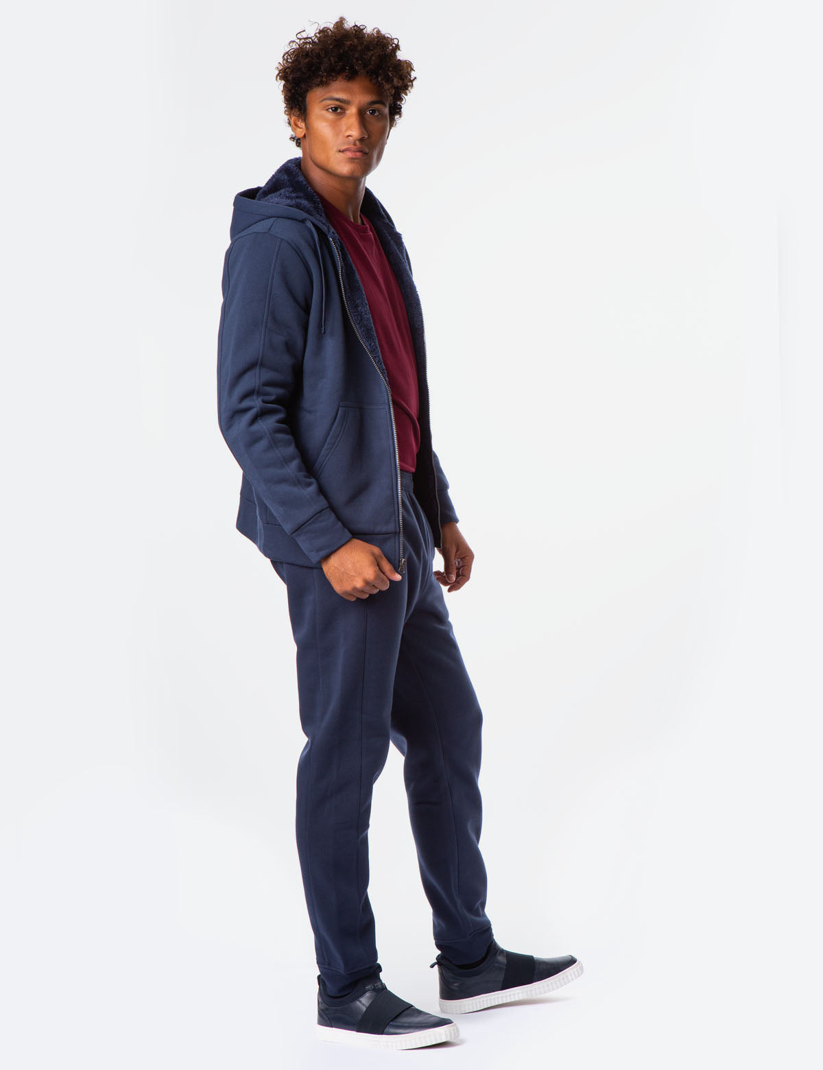 Sherpa Hoodie with Embossed Logo - Cozy Fleece Pullover