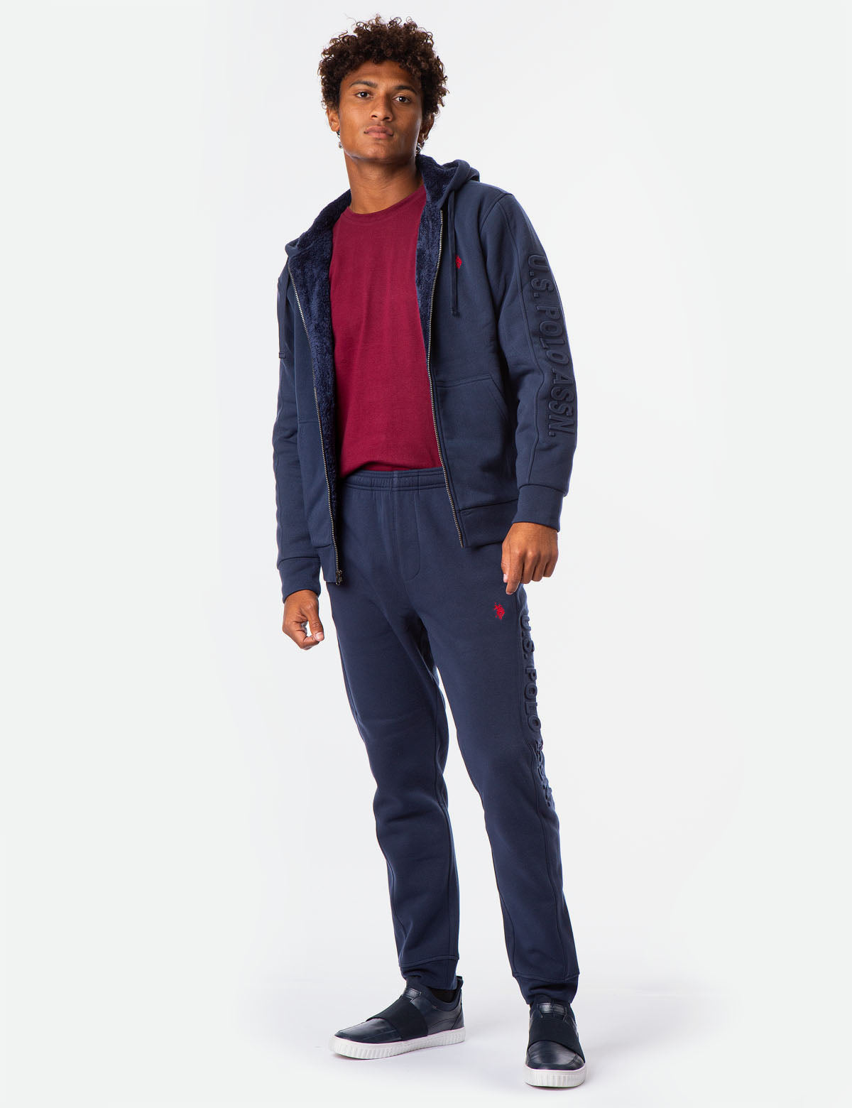 Sherpa Hoodie with Embossed Logo - Cozy Fleece Pullover
