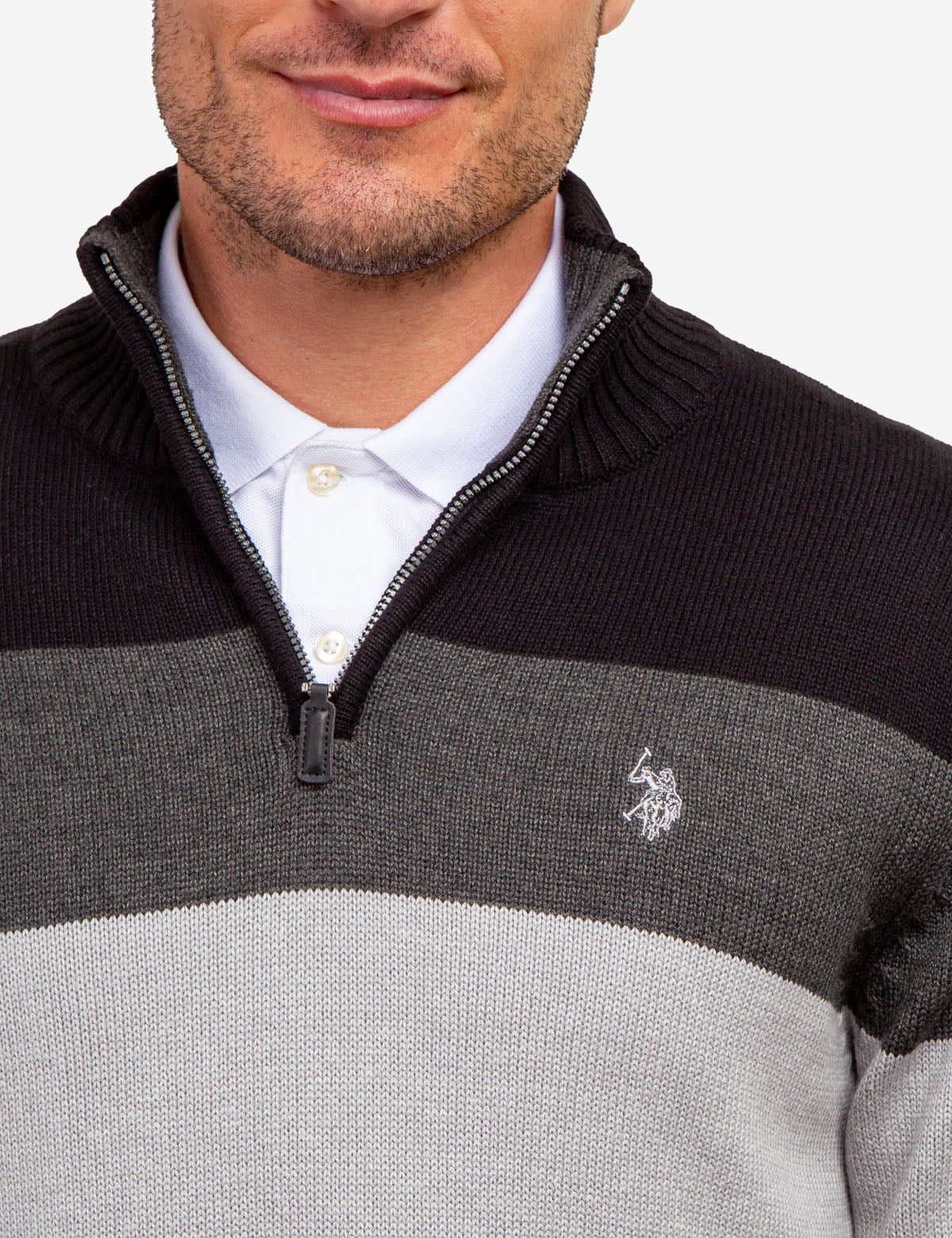 Engineer Stripe Quarter Zip Sweater - Casual Pullover for Men