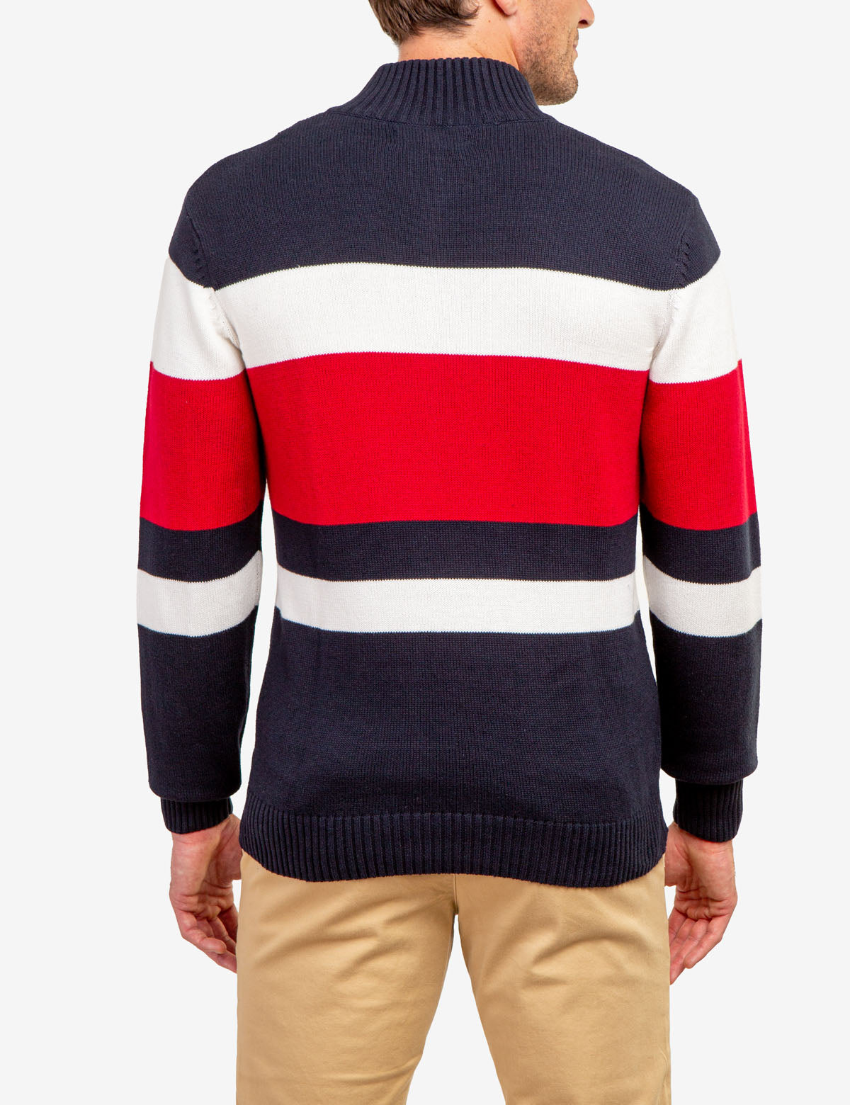 Engineer Stripe Quarter Zip Sweater - Casual Pullover for Men