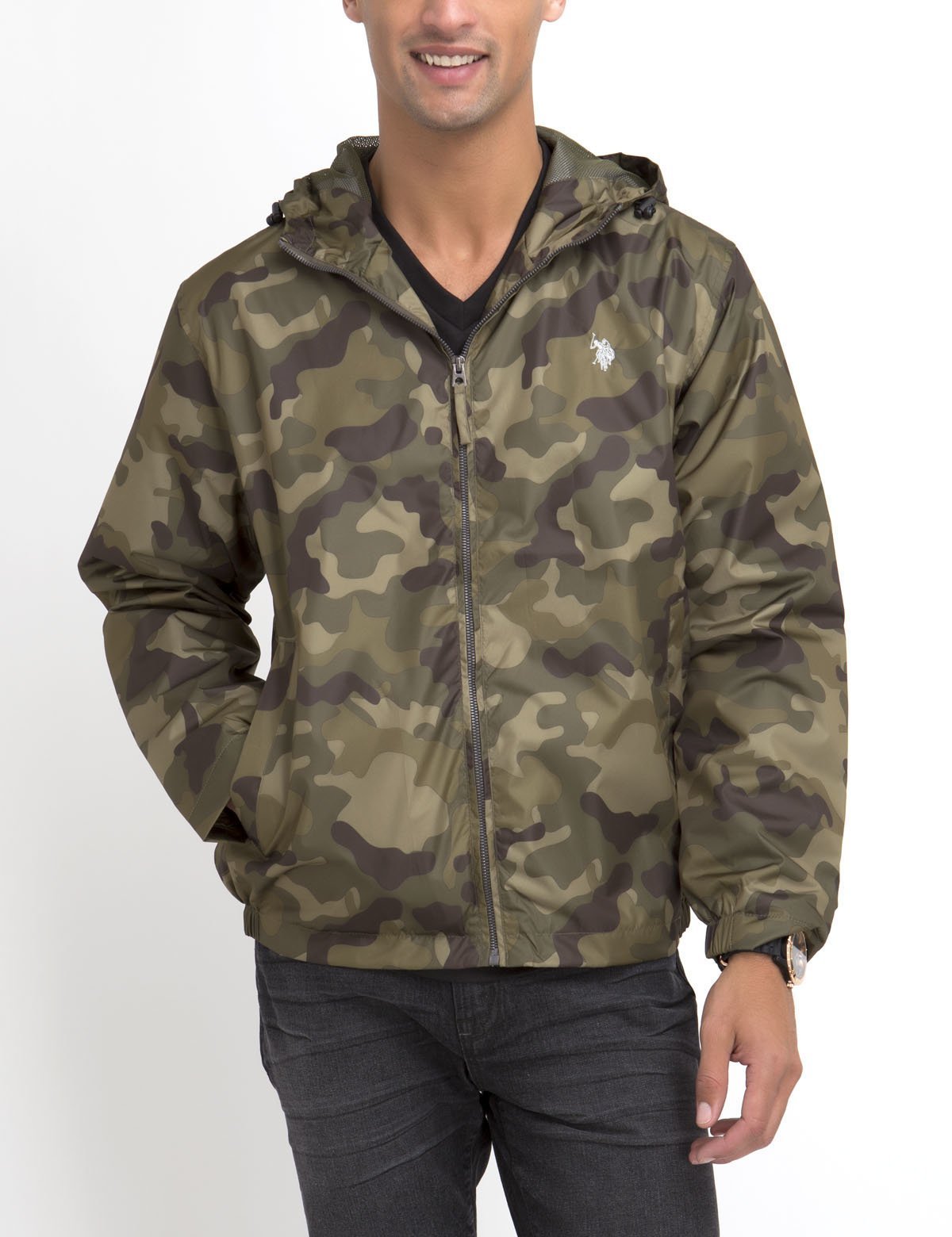 Men's Lightweight Hooded Windbreaker Jacket with Pockets