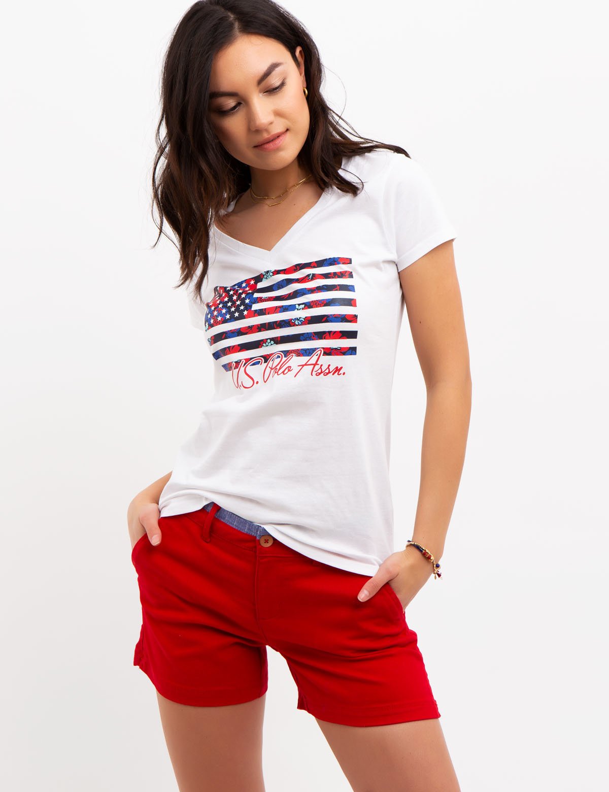 Faded Floral Flag Graphic T-Shirt