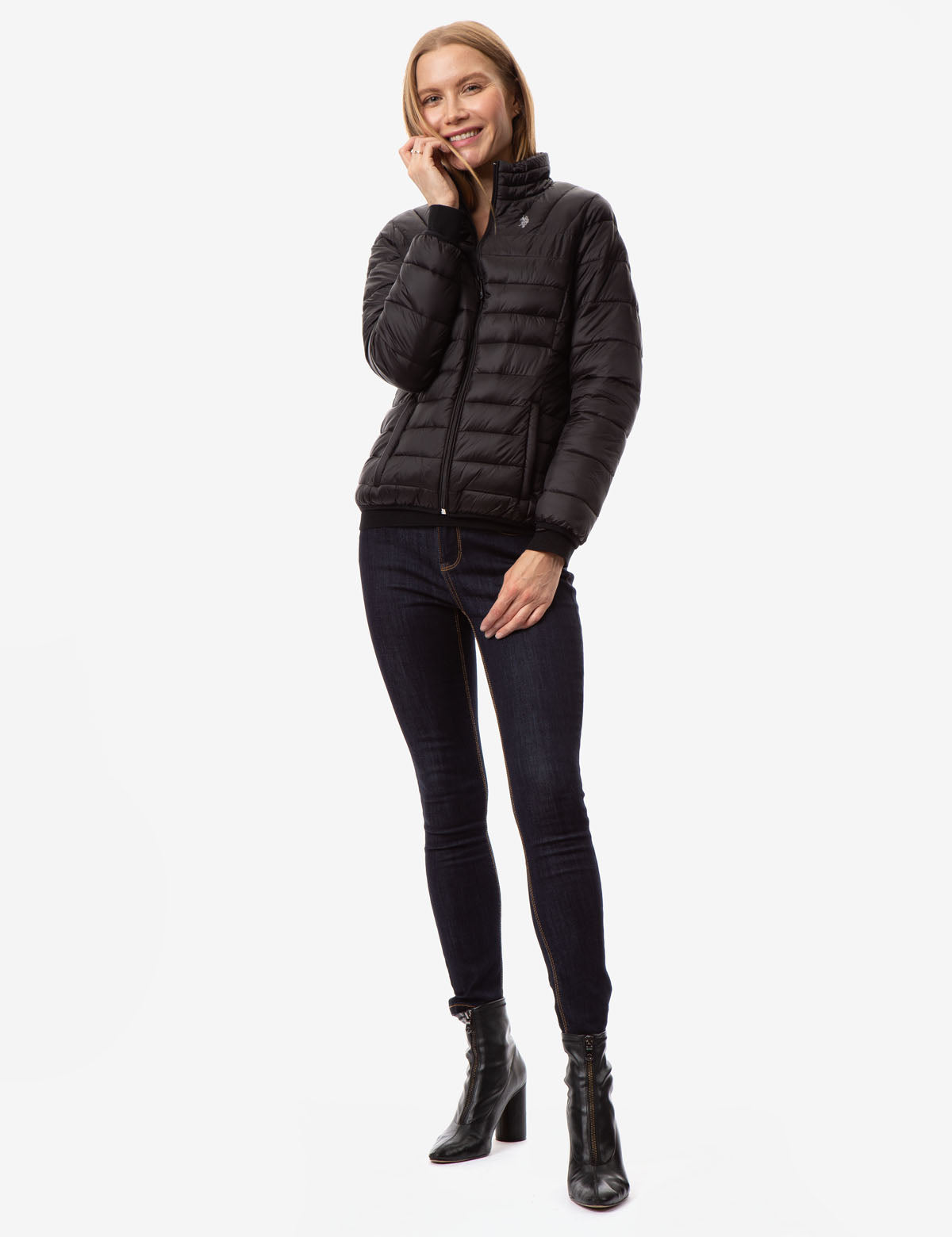 Faux Fur Lined Zip-Up Jacket with Side Pockets