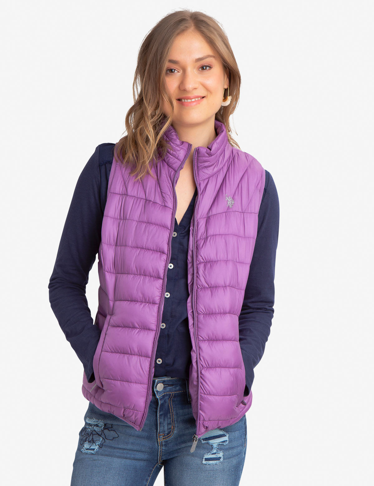 Faux Fur Lined Puffer Vest for Women - Winter Warmth