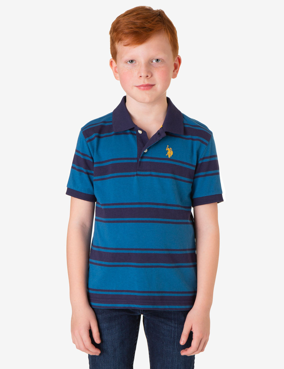 Boys Striped Polo Shirt - Yarn Dyed Multi-Color Design