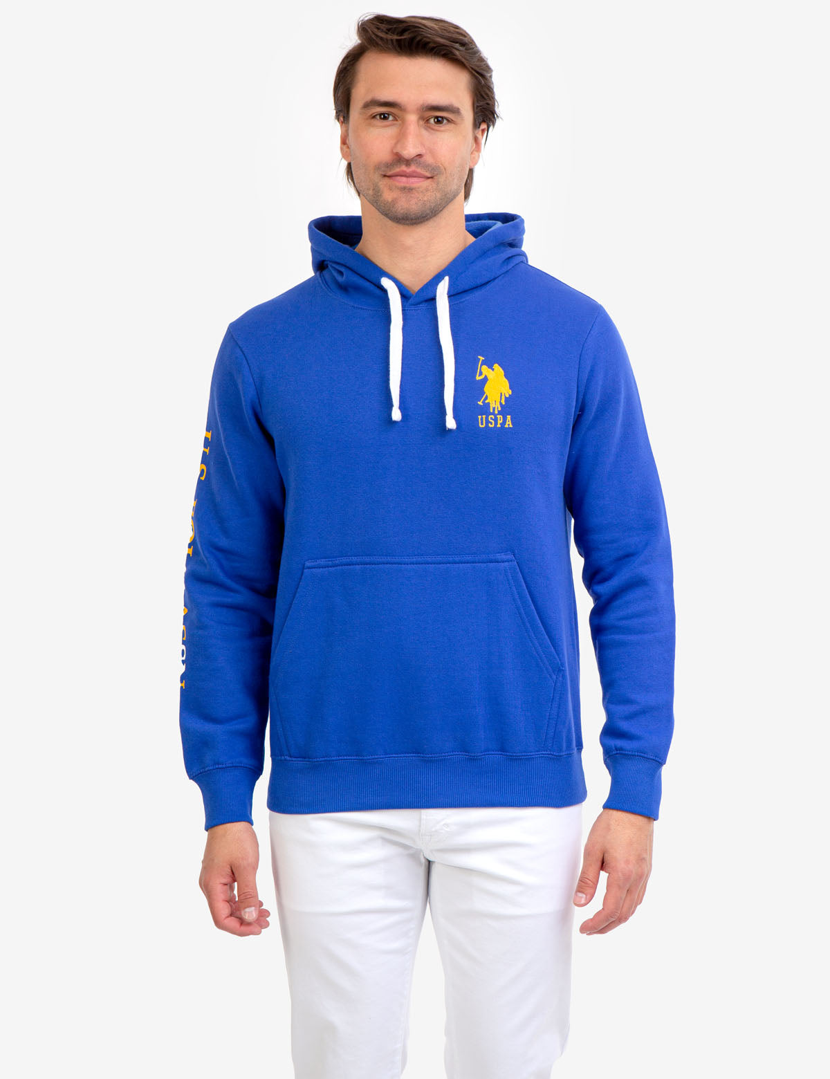 Men's Fleece Hoodie with Embroidered Logo & Kangaroo Pocket