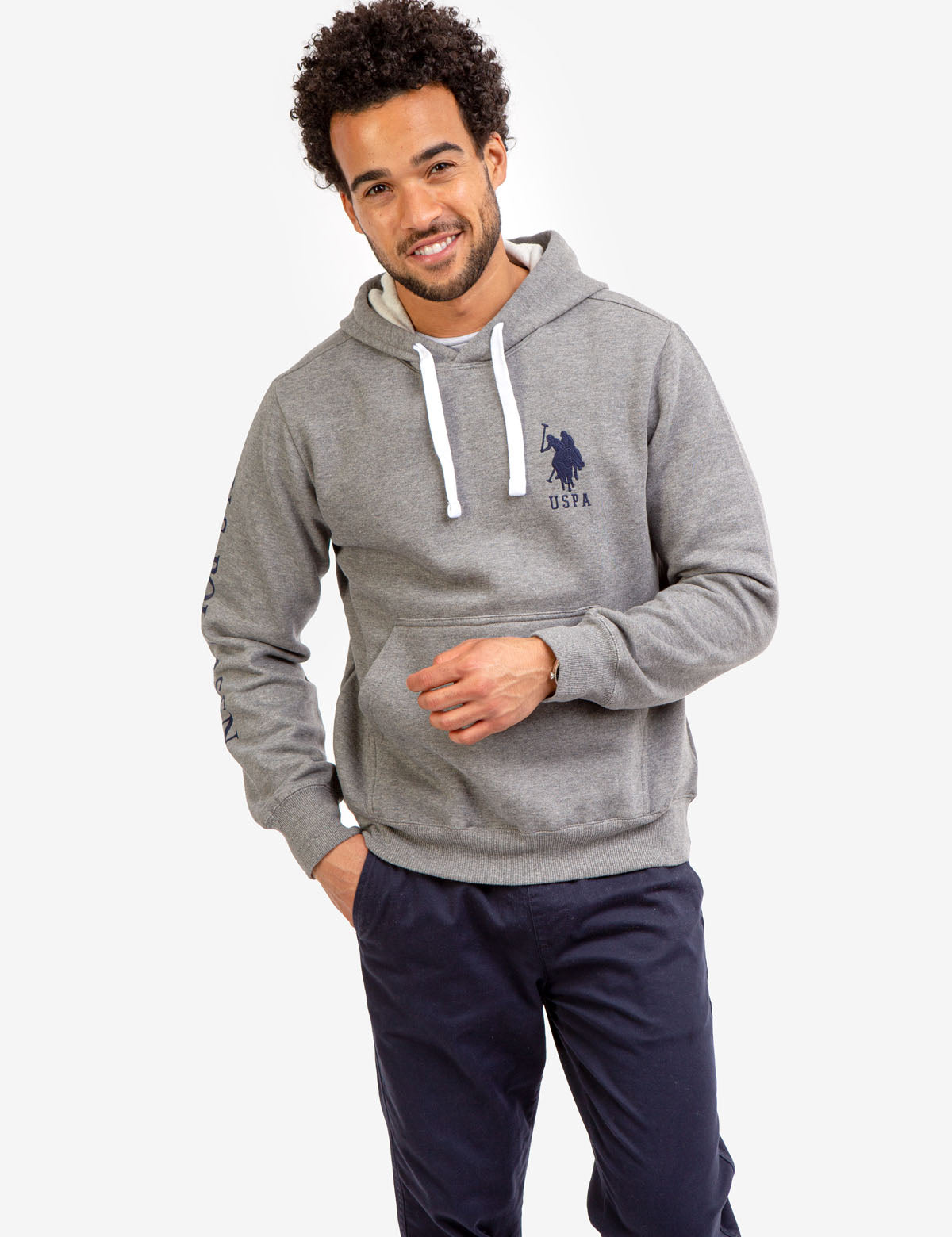 Men's Fleece Hoodie with Embroidered Logo & Kangaroo Pocket