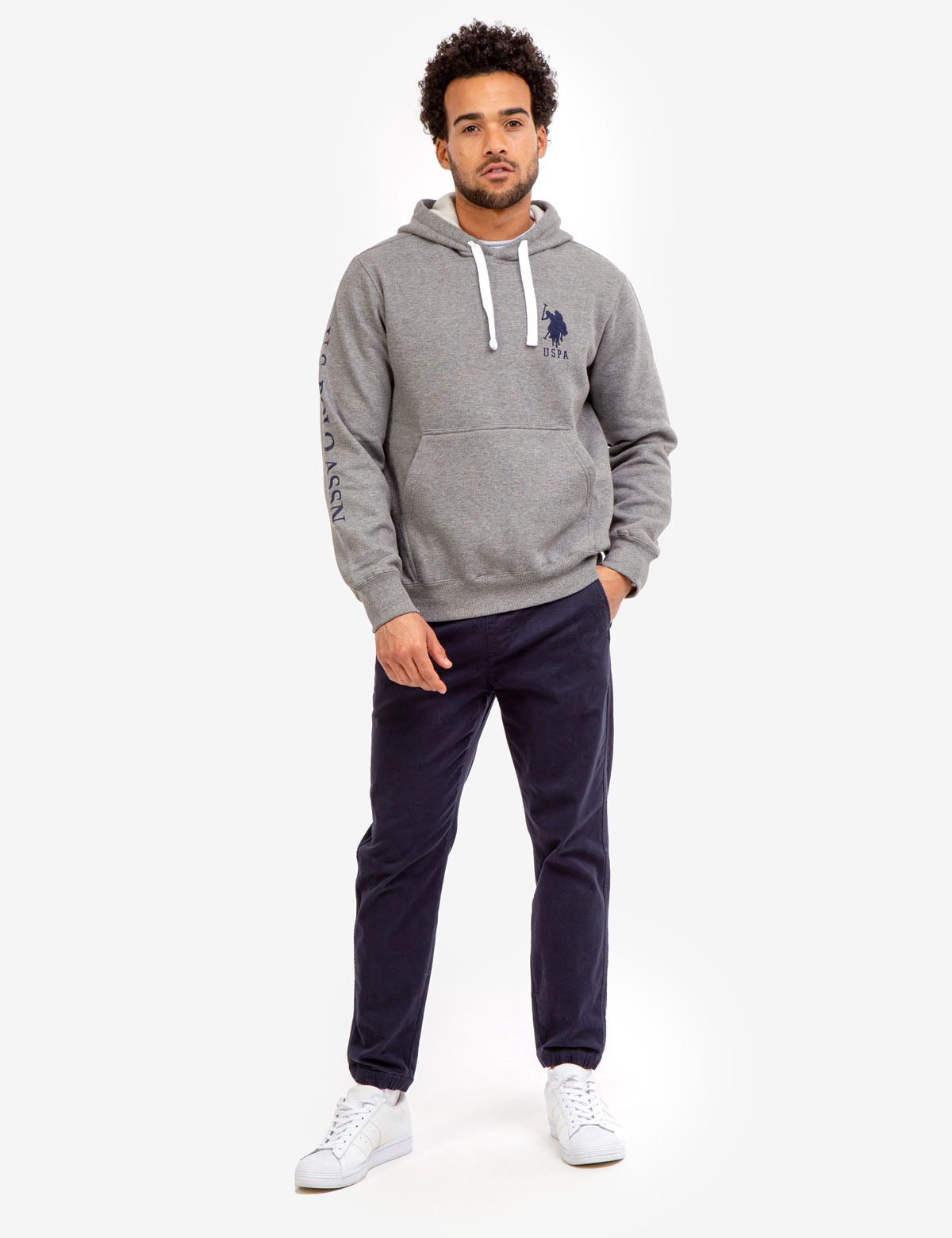 Men's Fleece Hoodie with Embroidered Logo & Kangaroo Pocket