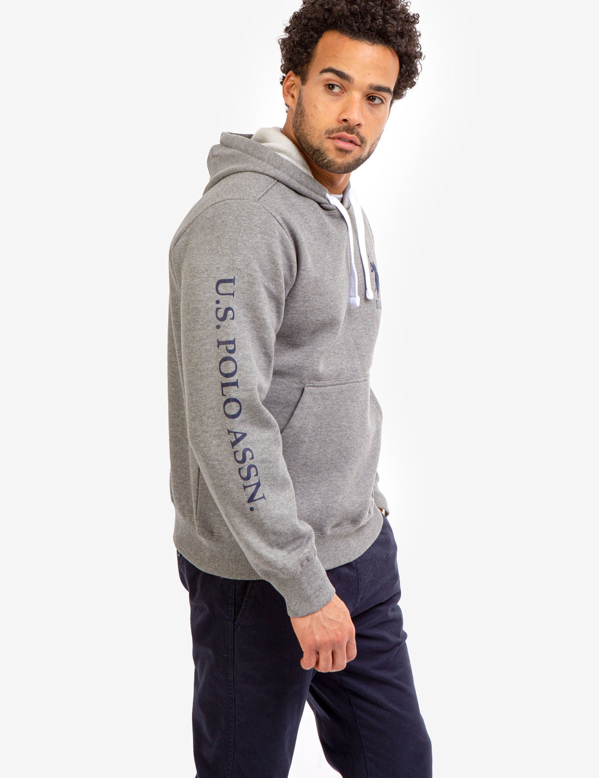 Men's Fleece Hoodie with Embroidered Logo & Kangaroo Pocket
