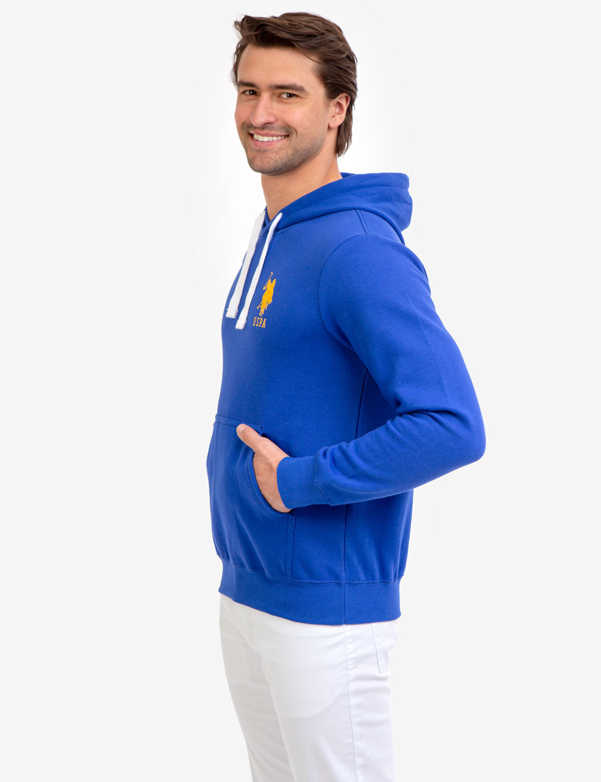 Men's Fleece Hoodie with Embroidered Logo & Kangaroo Pocket