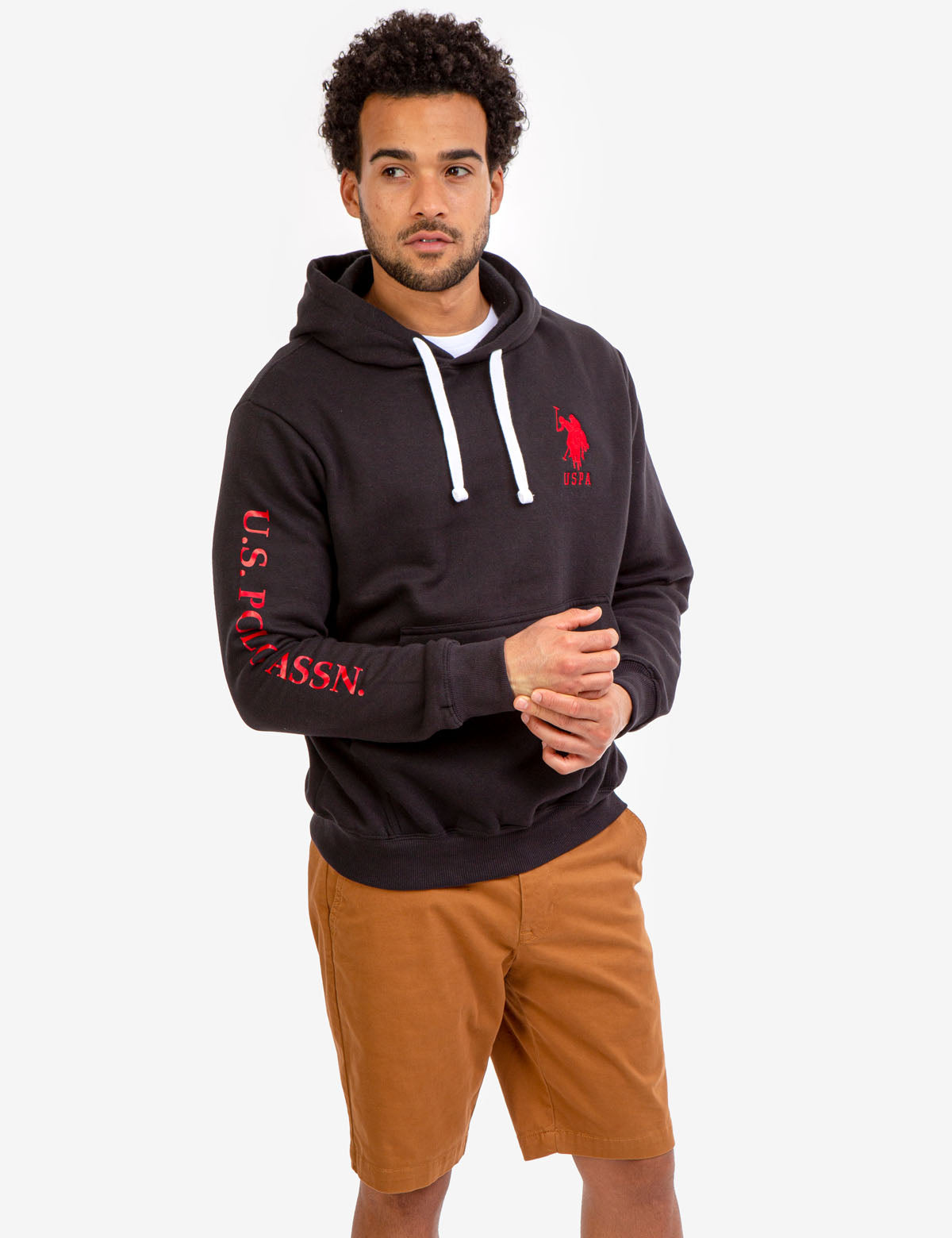 Men's Fleece Hoodie with Embroidered Logo & Kangaroo Pocket