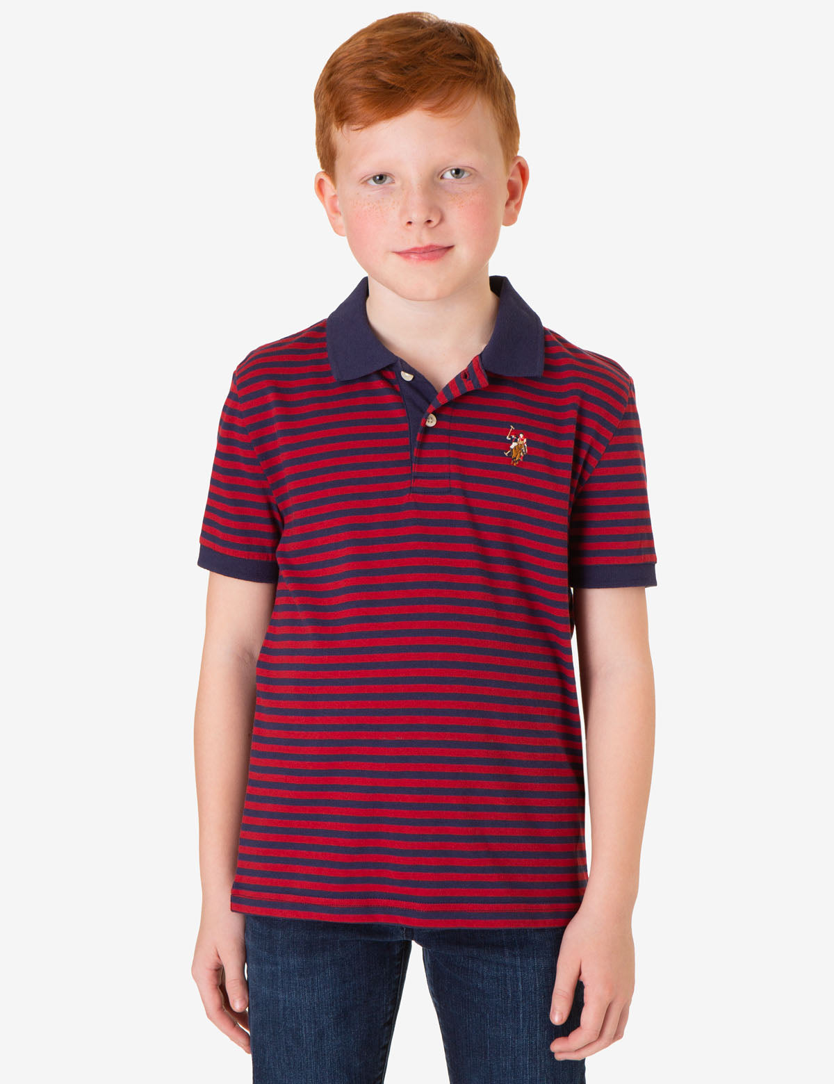 Boys Striped Polo Shirt - Yarn Dyed Multi-Color Design