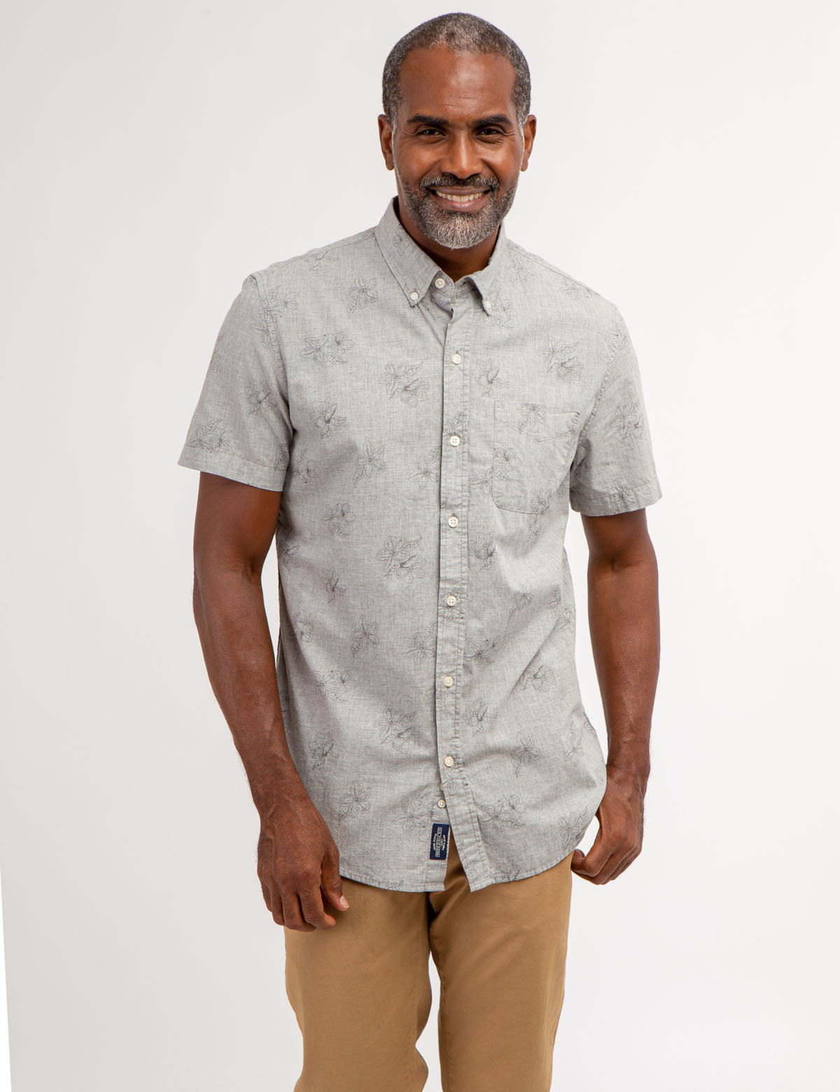 Floral Print Cotton Short Sleeve Shirt for Men