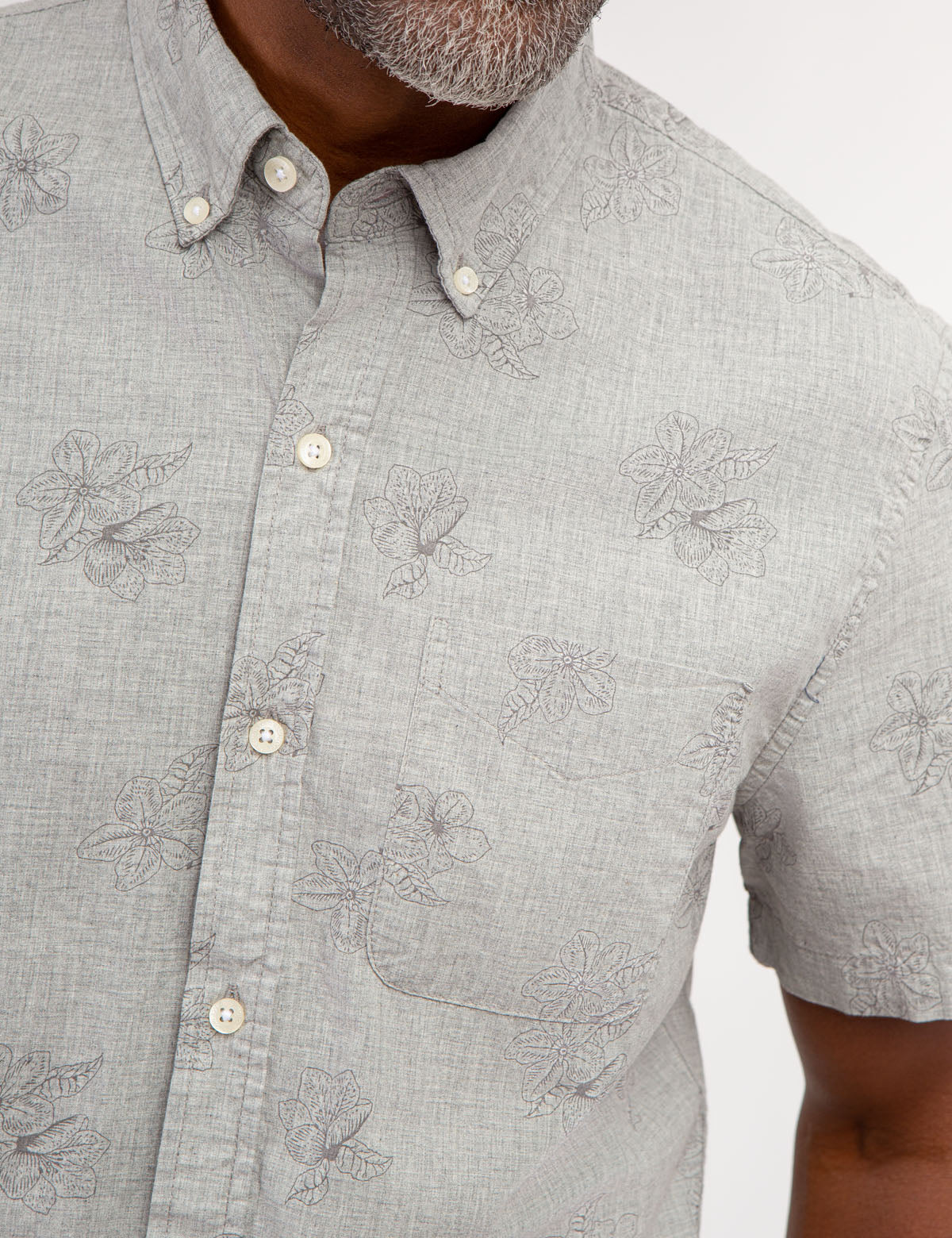 Floral Print Cotton Short Sleeve Shirt for Men