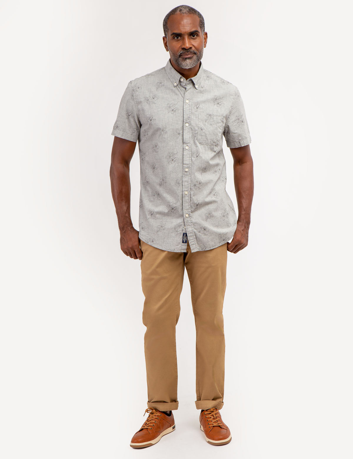 Floral Print Cotton Short Sleeve Shirt for Men