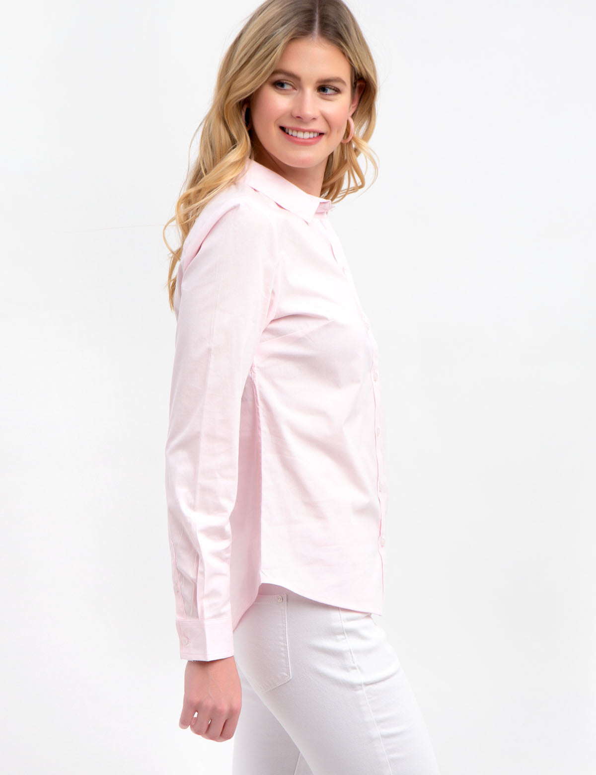 Floral Embroidered Poplin Button-Up Top