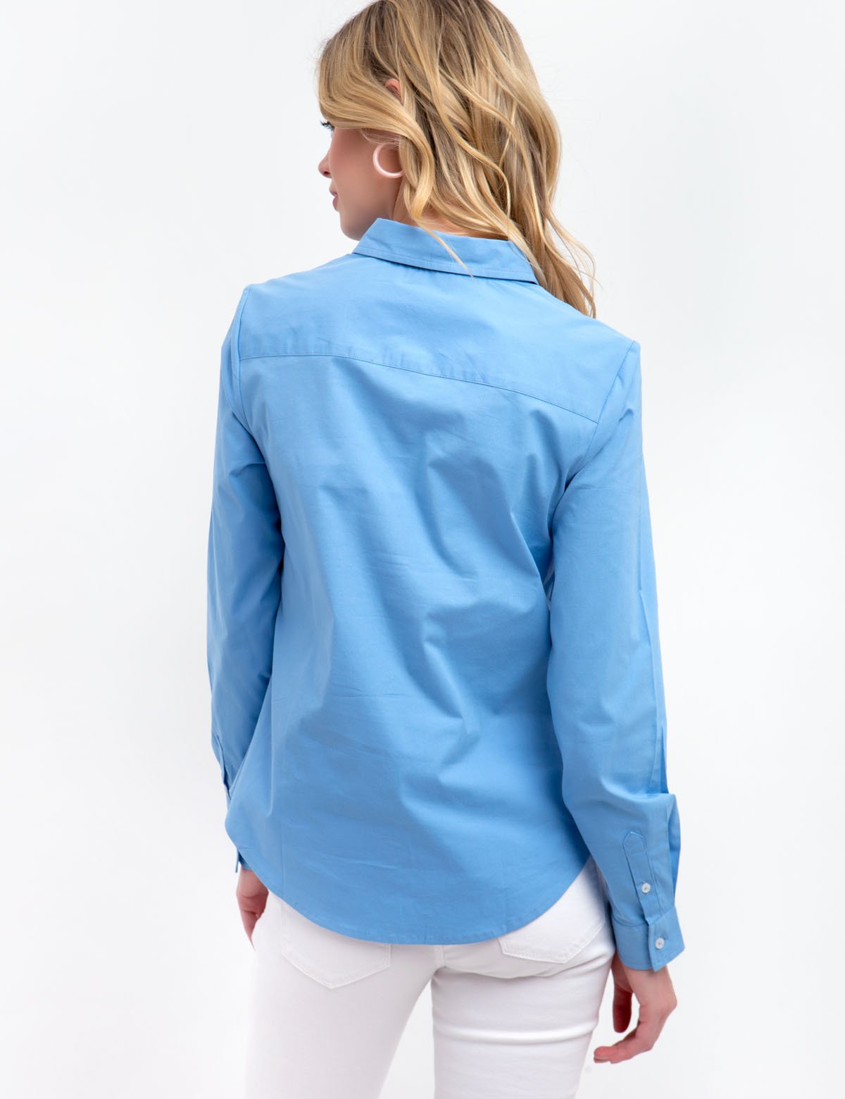 Floral Embroidered Poplin Button-Up Top