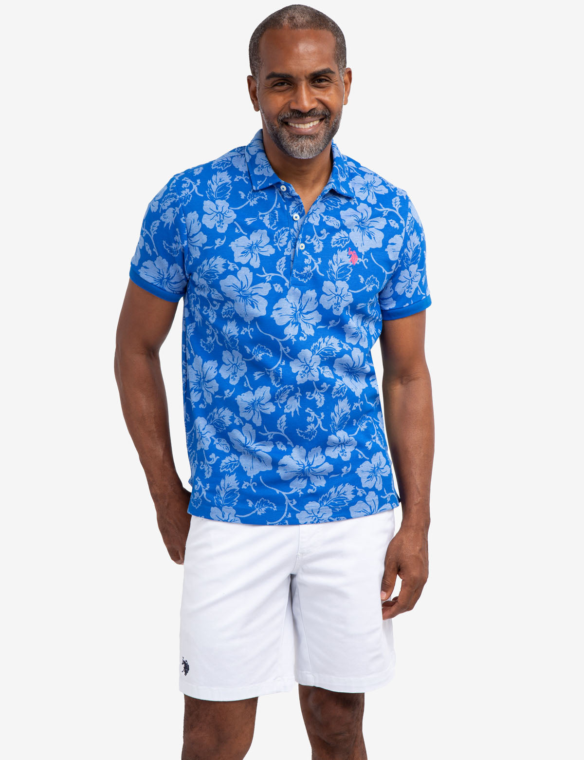 Floral Print Polo Shirt for Men - Birdseye Pique Fabric