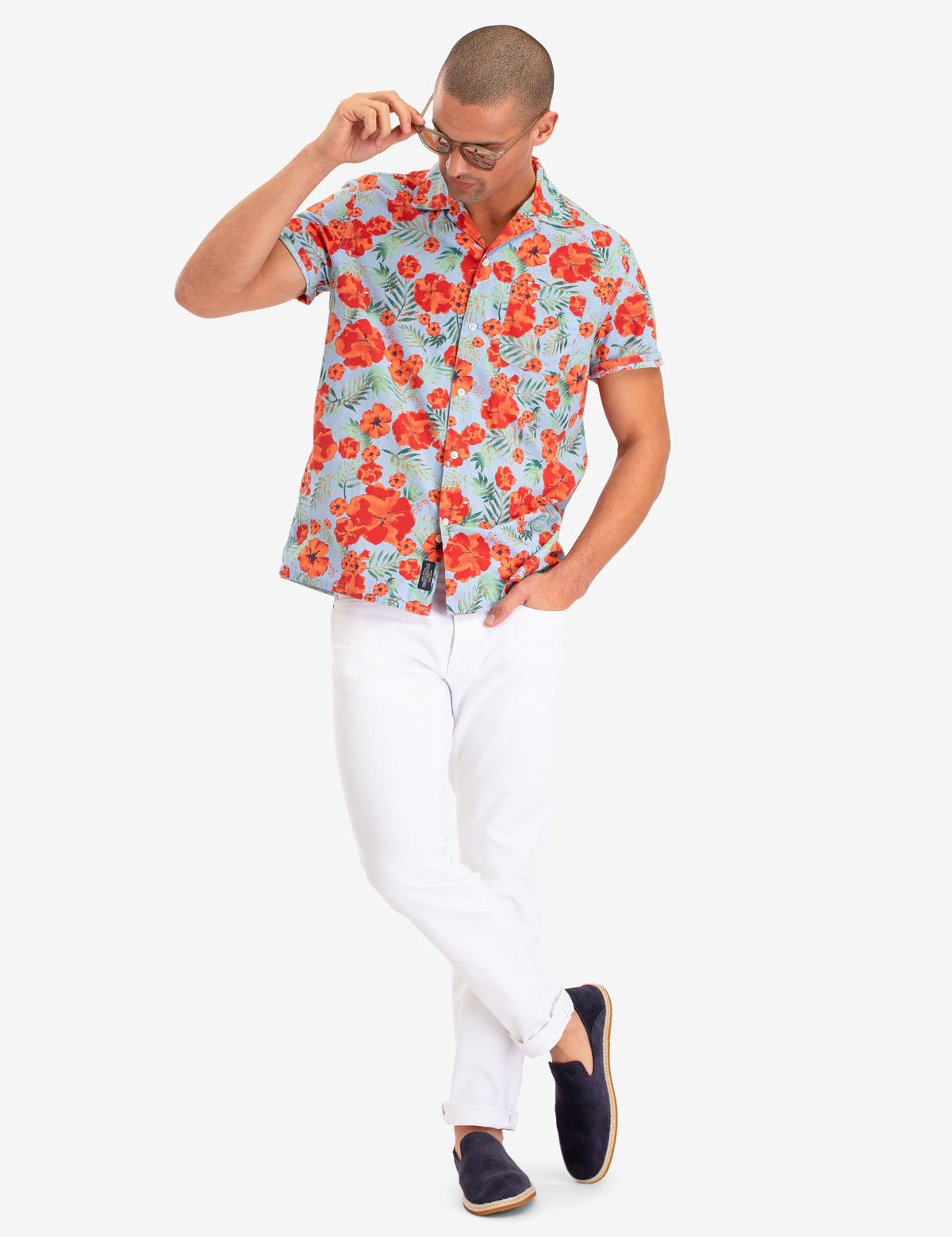 Floral Print Short Sleeve Camp Shirt for Men