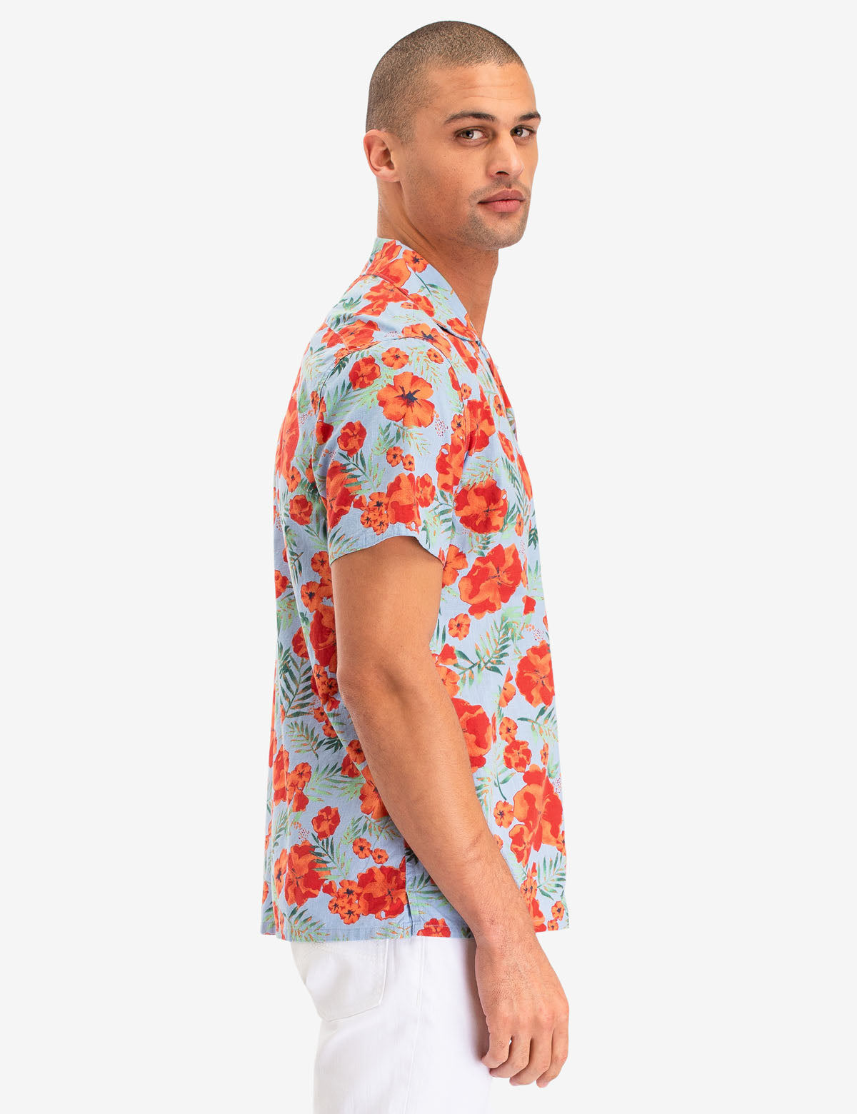 Floral Print Short Sleeve Camp Shirt for Men