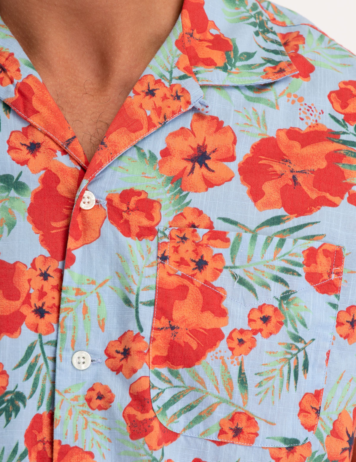Floral Print Short Sleeve Camp Shirt for Men