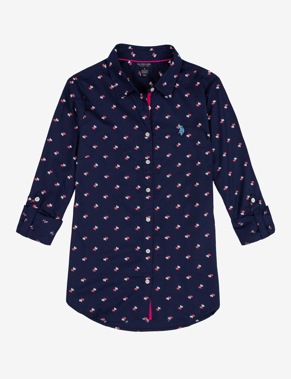 Floral Print Long Sleeve Button-Up Shirt with Collar