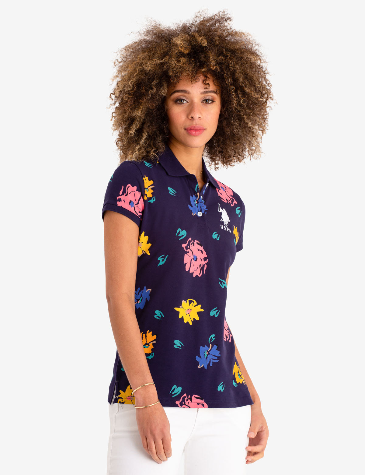 Floral Print Polo Shirt with Embroidered Logo