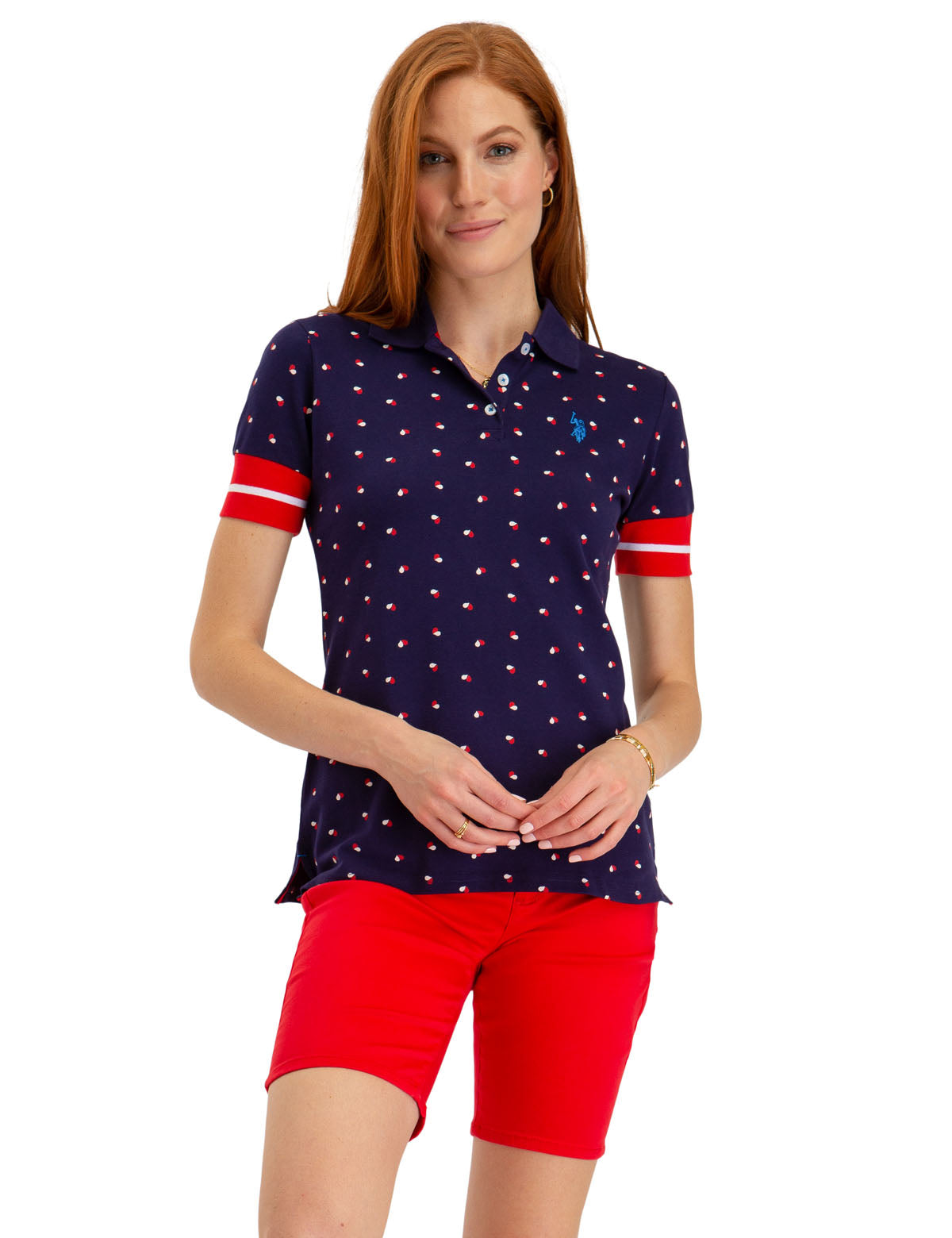 Floral Print Polo Shirt with Ribbed Sleeves