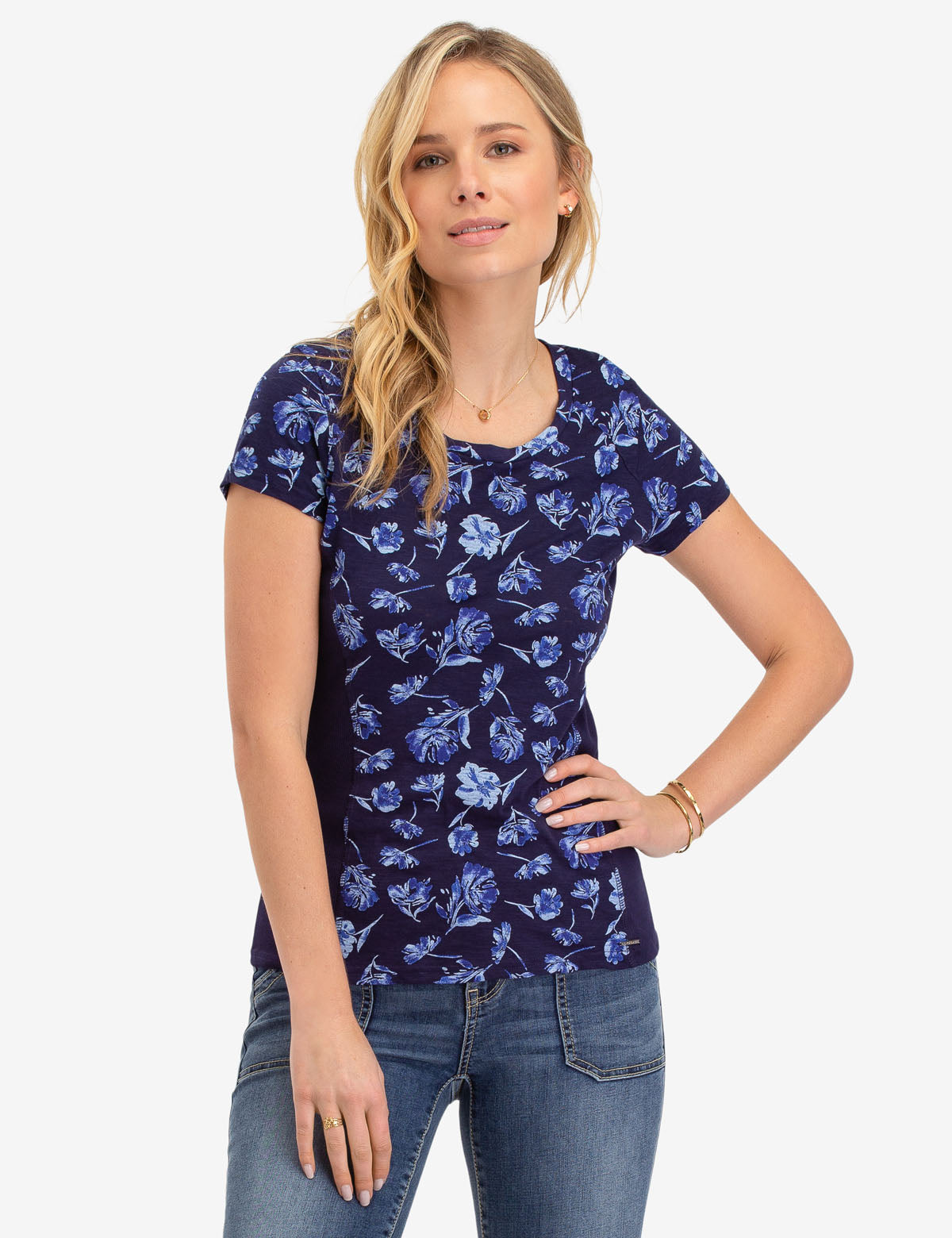 U.S. Polo Assn. Floral Print Ribbed Women's Top