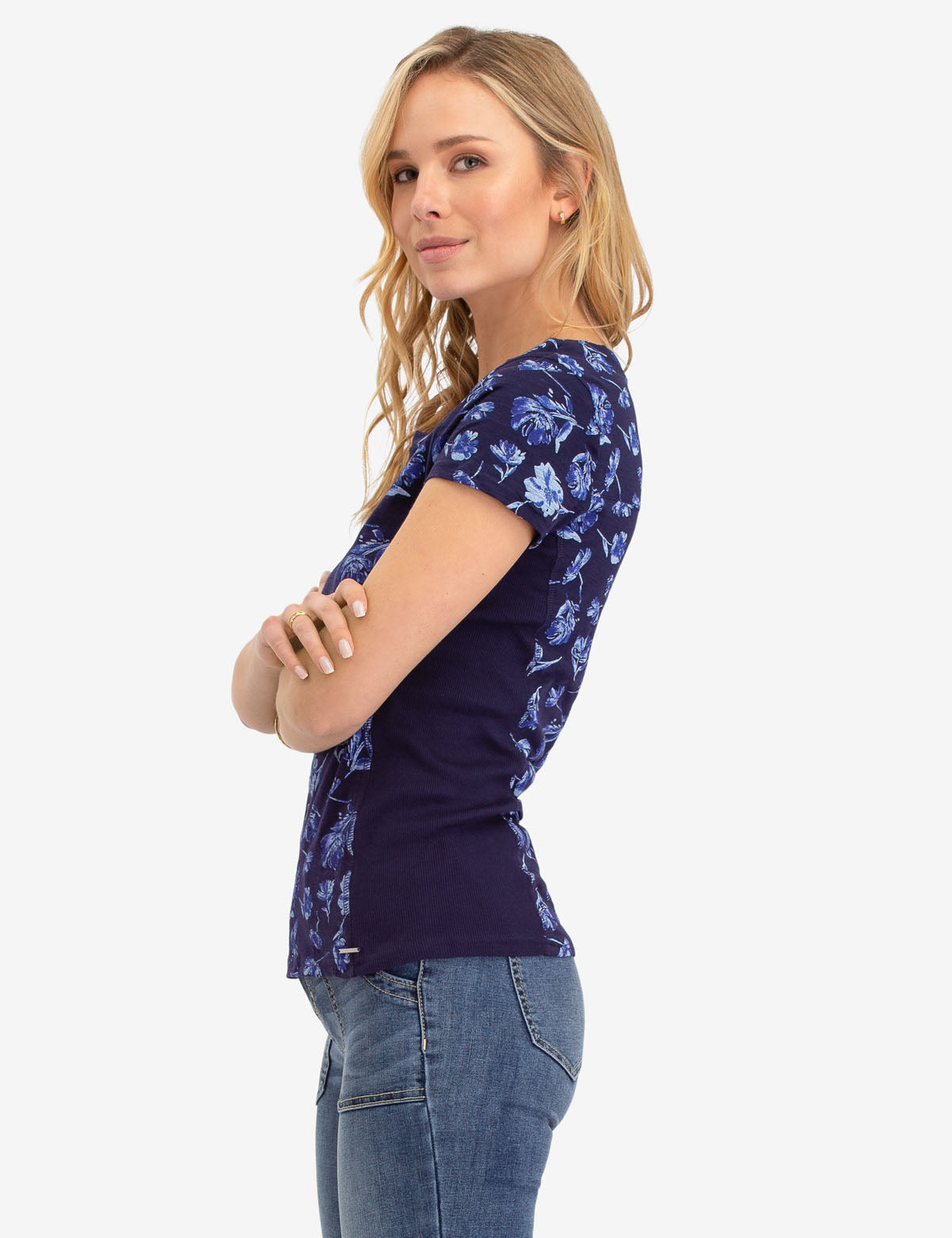 U.S. Polo Assn. Floral Print Ribbed Women's Top