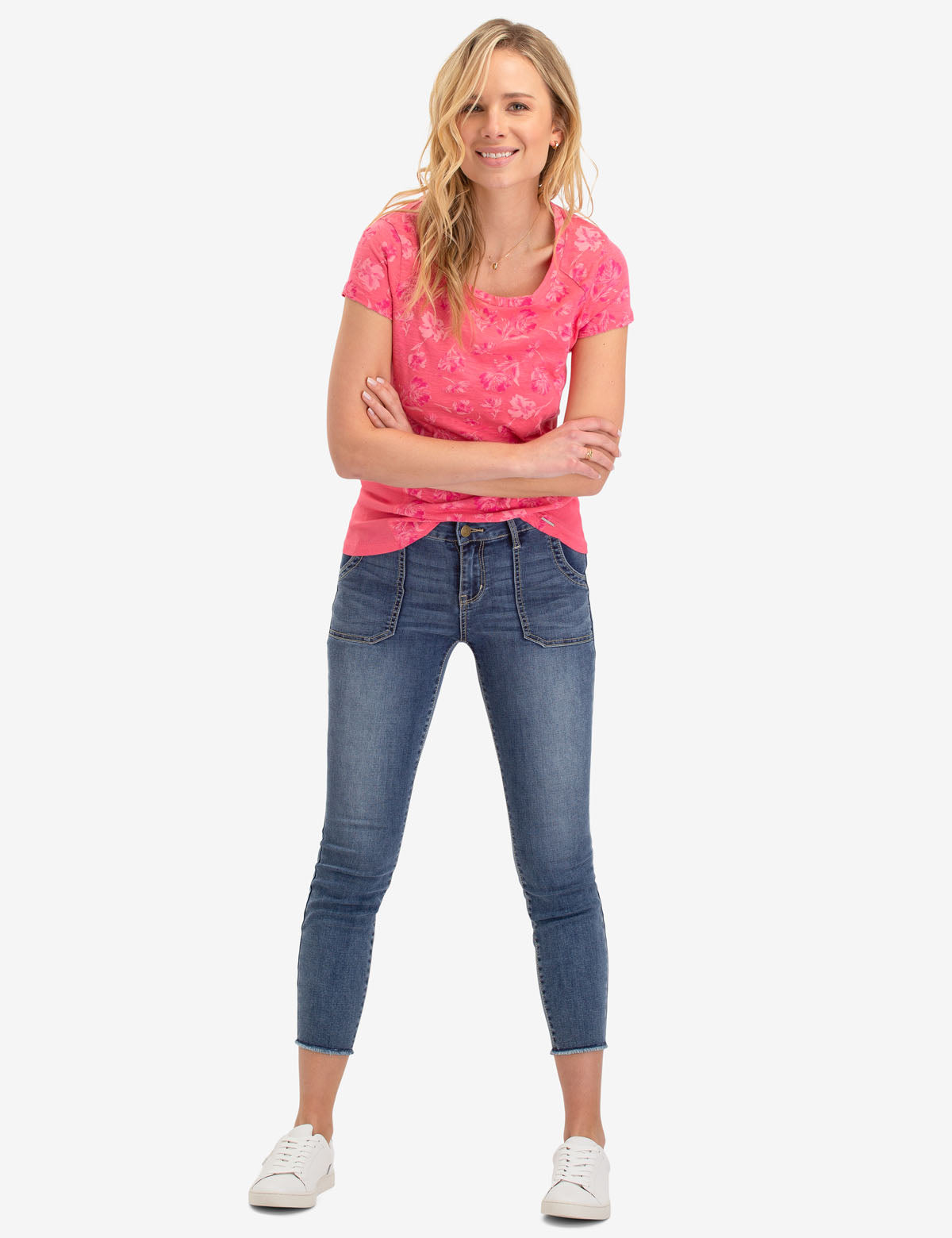 U.S. Polo Assn. Floral Print Ribbed Women's Top