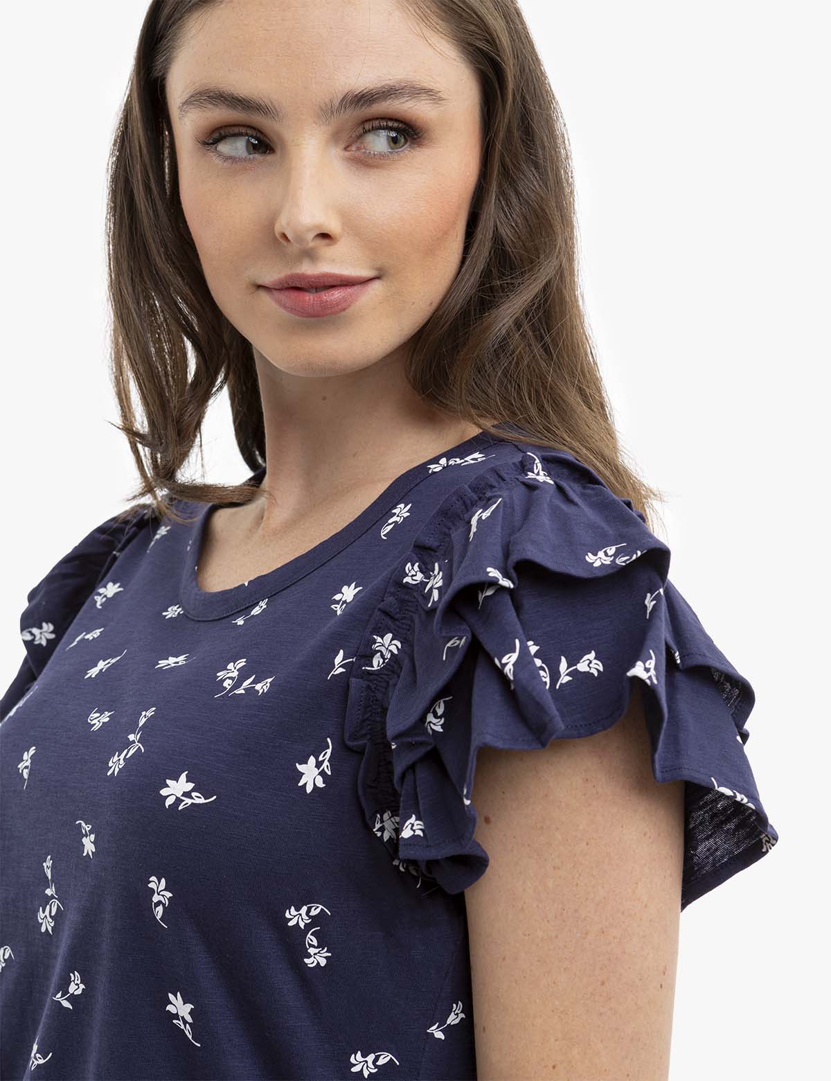 Flutter Sleeve Printed T-Shirt for Women - Stylish & Comfortable