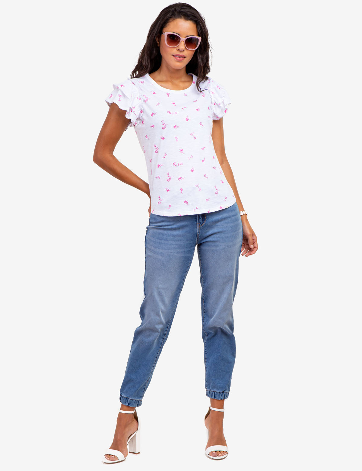 Flutter Sleeve Printed T-Shirt for Women - Stylish & Comfortable