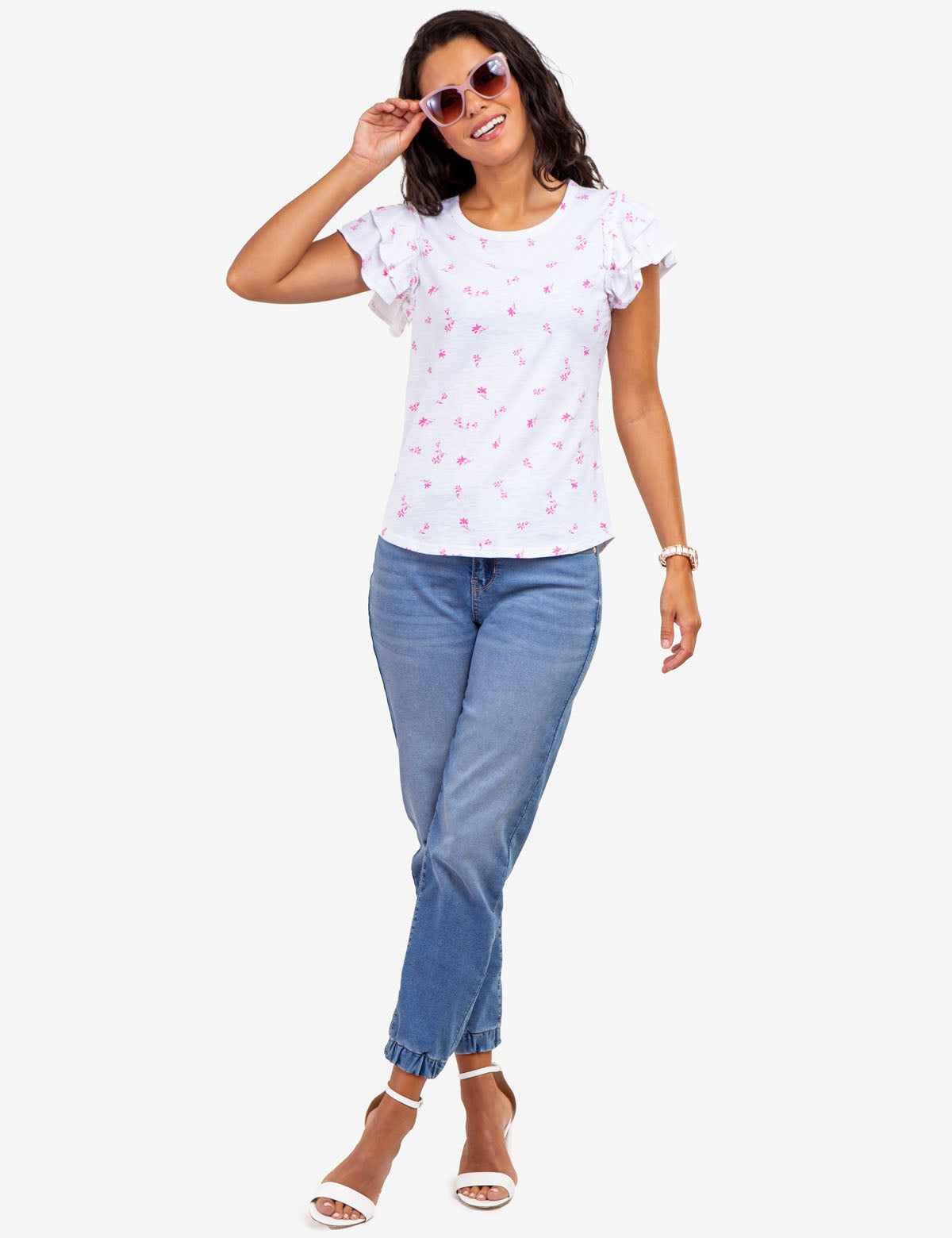 Flutter Sleeve Printed T-Shirt for Women - Stylish & Comfortable