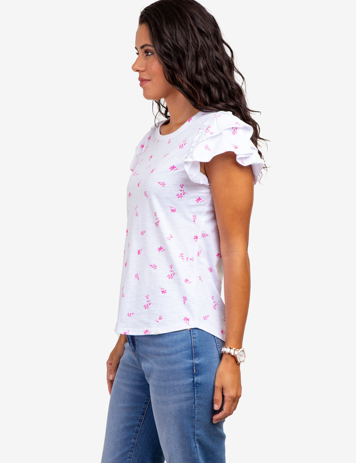 Flutter Sleeve Printed T-Shirt for Women - Stylish & Comfortable