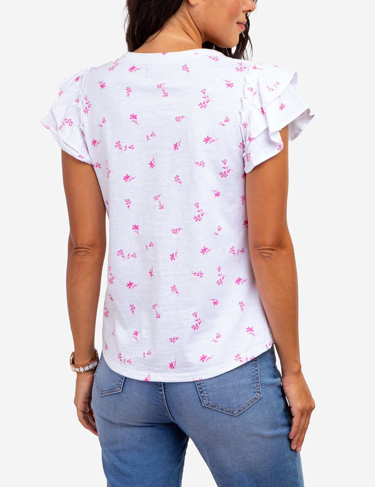 Flutter Sleeve Printed T-Shirt for Women - Stylish & Comfortable
