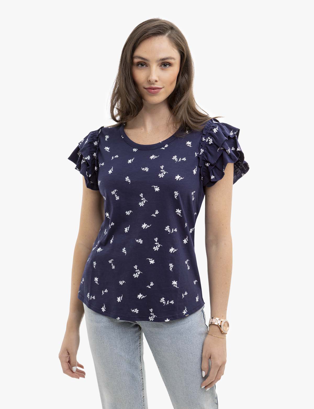 Flutter Sleeve Printed T-Shirt for Women - Stylish & Comfortable