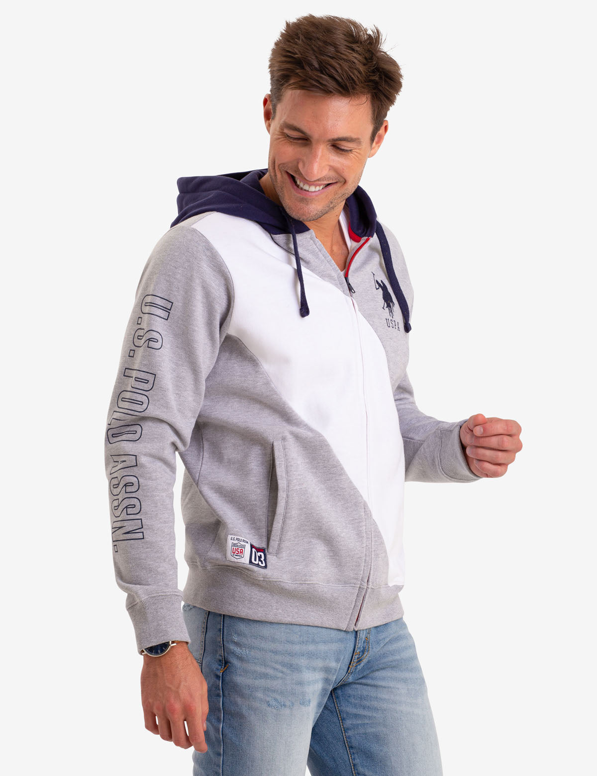 Frech Terry Colorblock Zip Hoodie with Contrast Hood