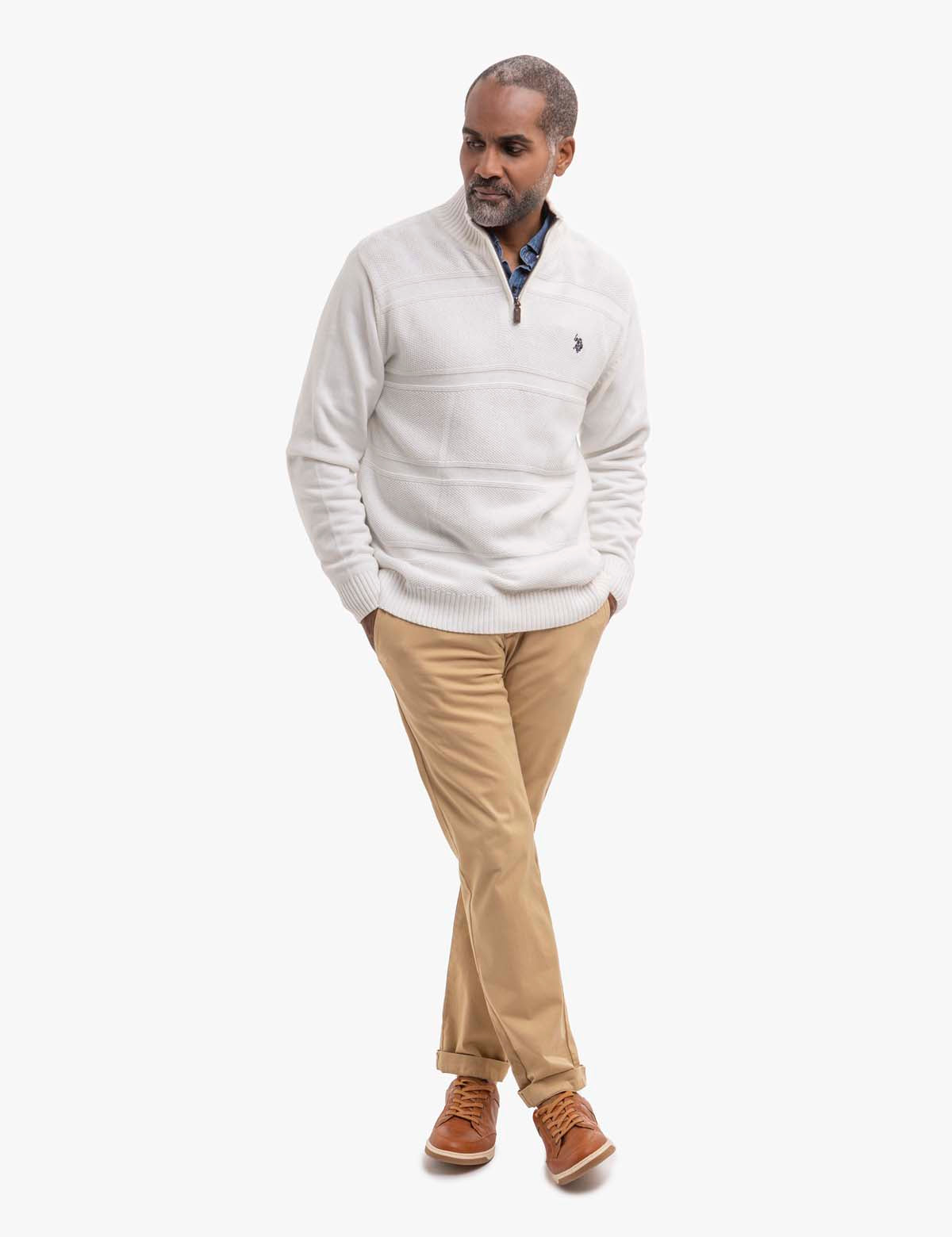 Textured Quarter Zip Sweater for Men & Women