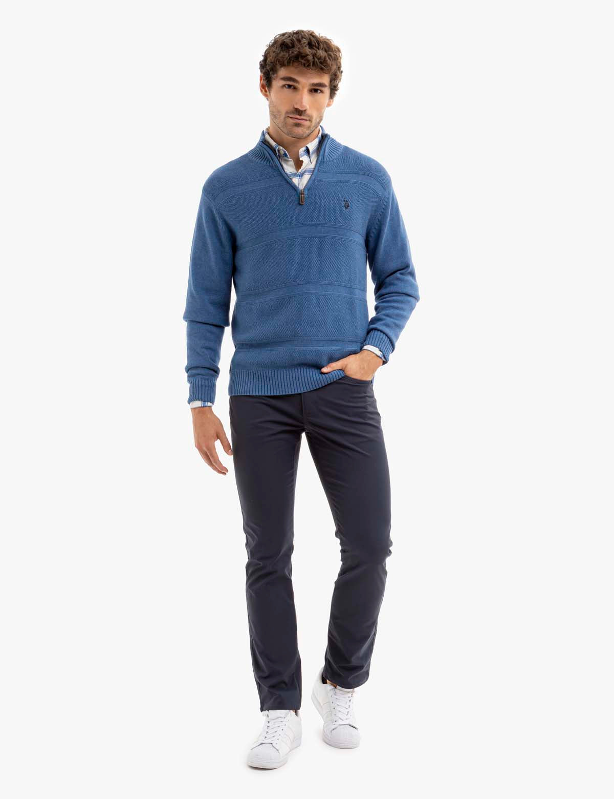 Textured Quarter Zip Sweater for Men & Women