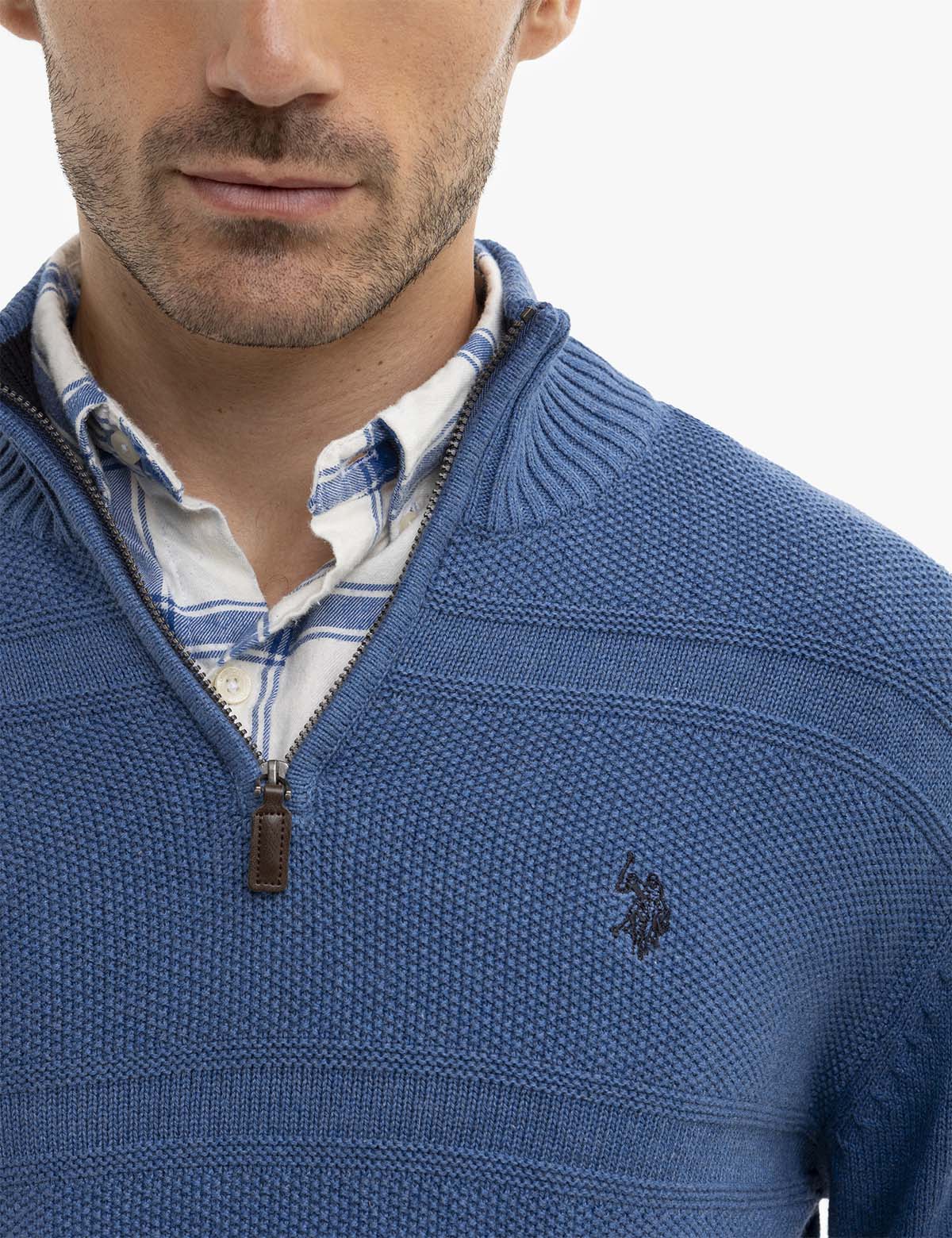 Textured Quarter Zip Sweater for Men & Women